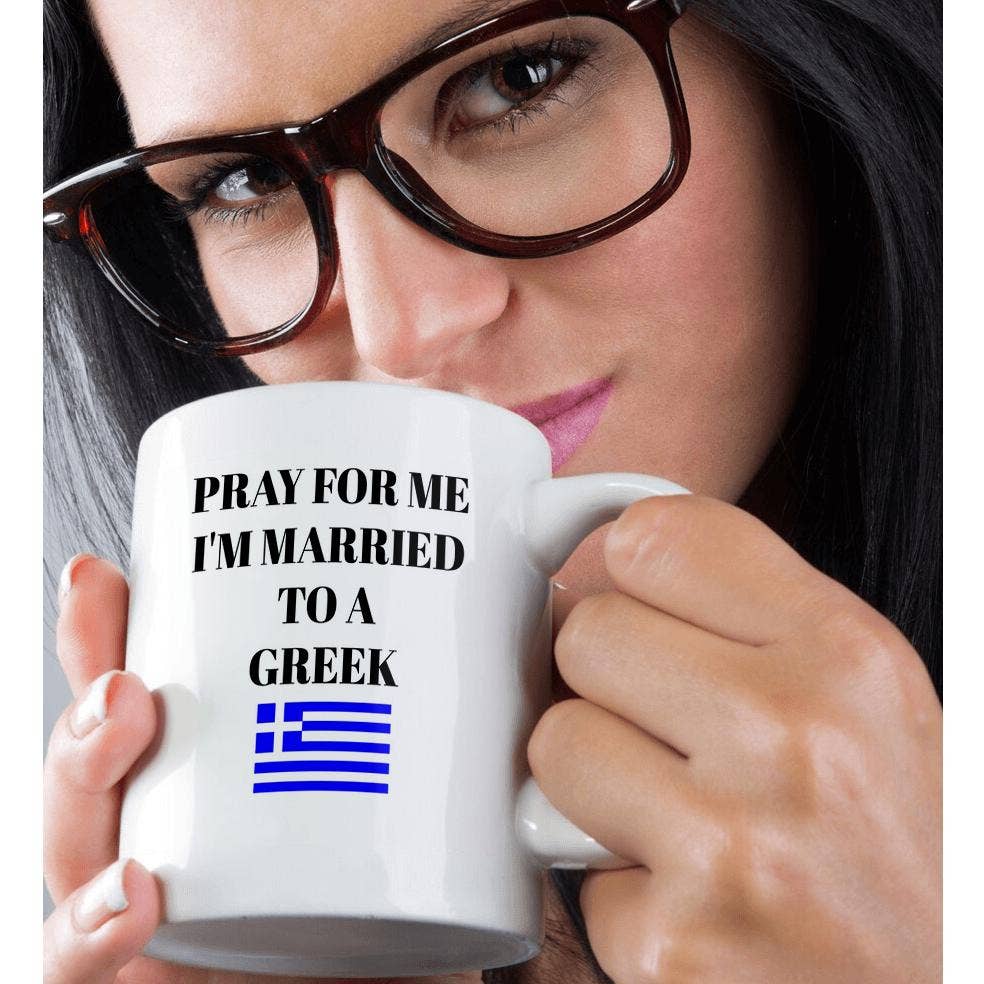 3dRose, Pray for me Im married to a Greek, picture of Greek flag, Mug - Bexa Boutique