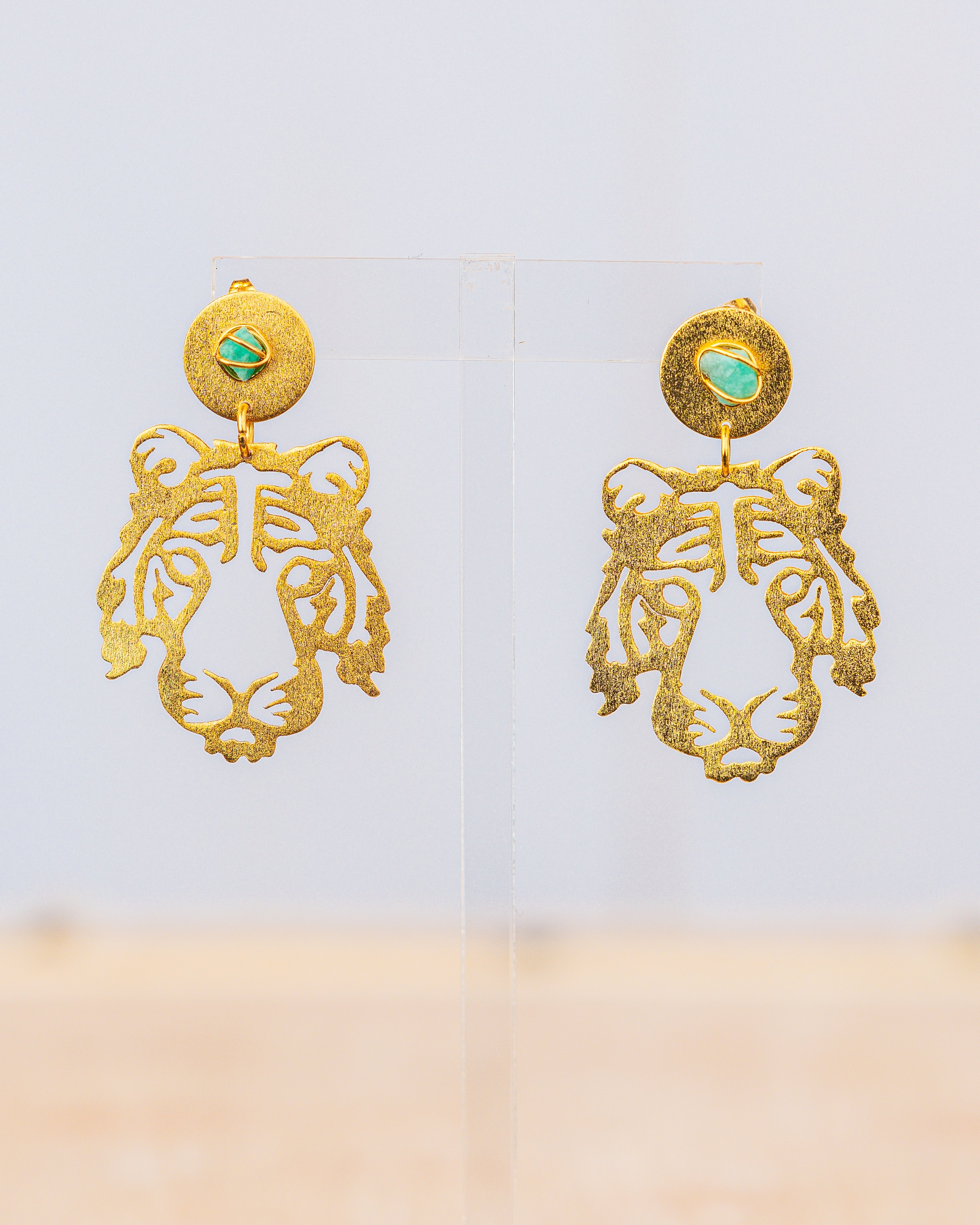 Emerald Tiger Earrings