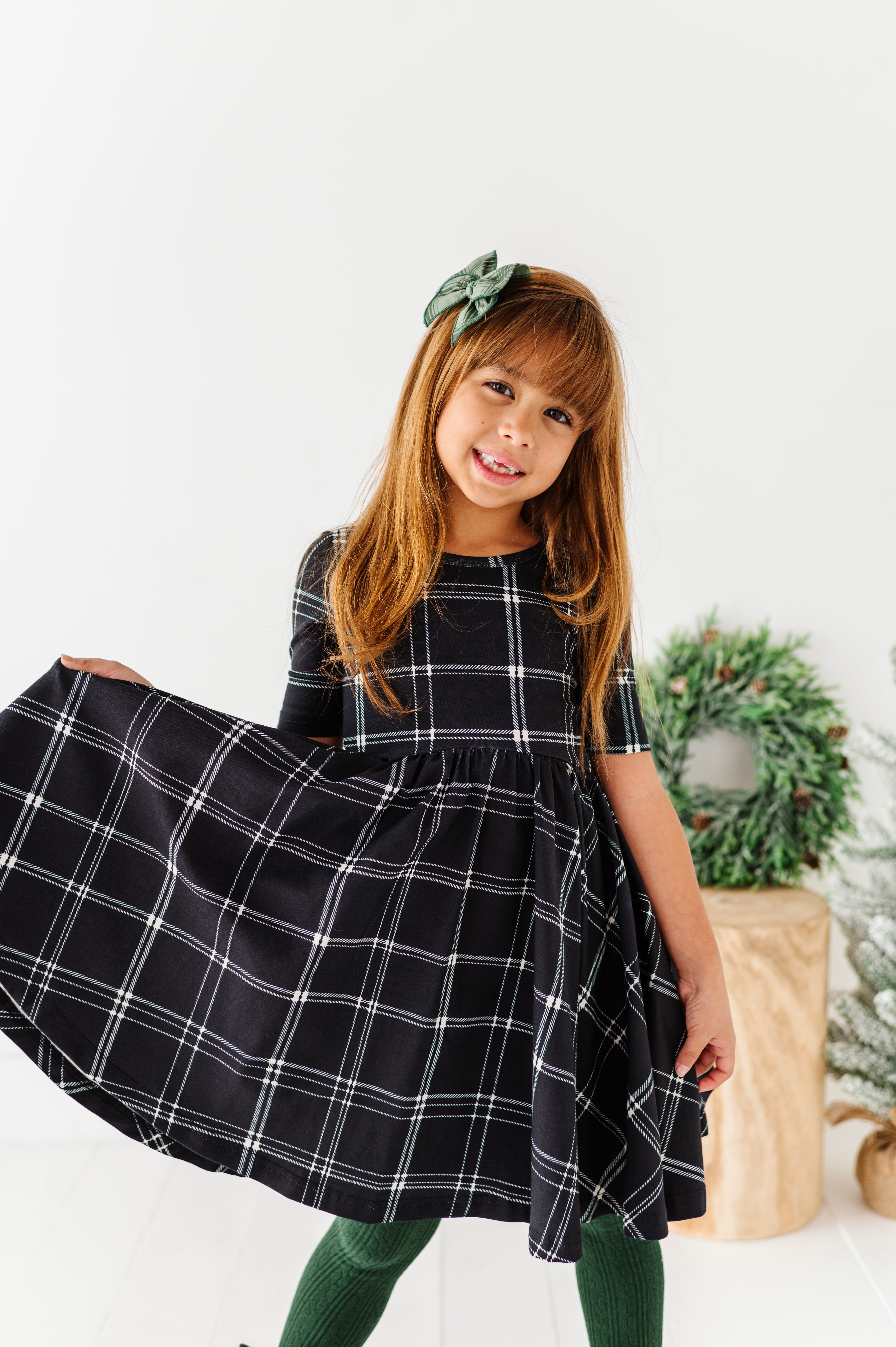 Black Plaid Dress | Scoop Back Dress