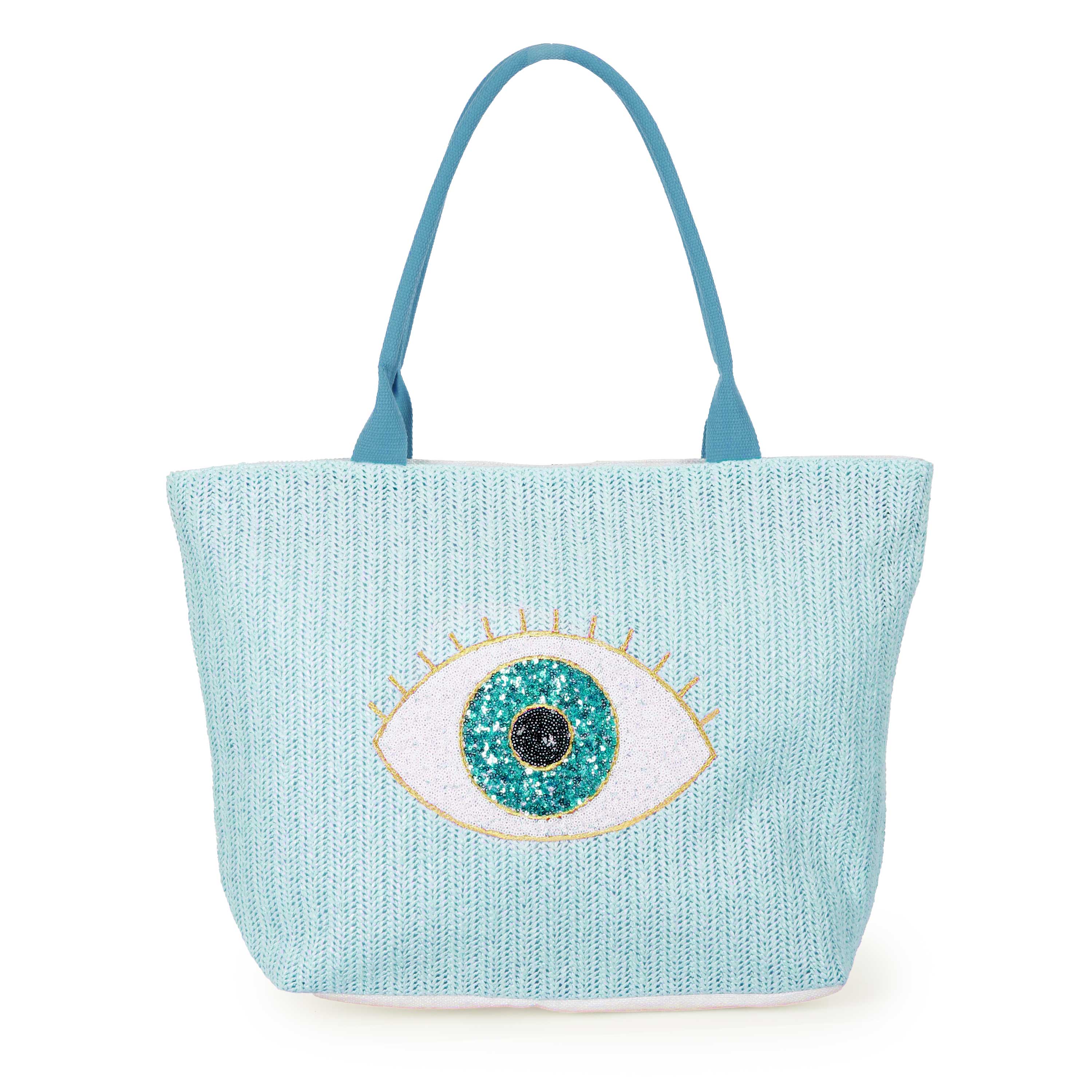 Evil Eye Sequin Summer Tote Bag