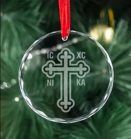 Crystal Glass Ornament – Orthodox Cross