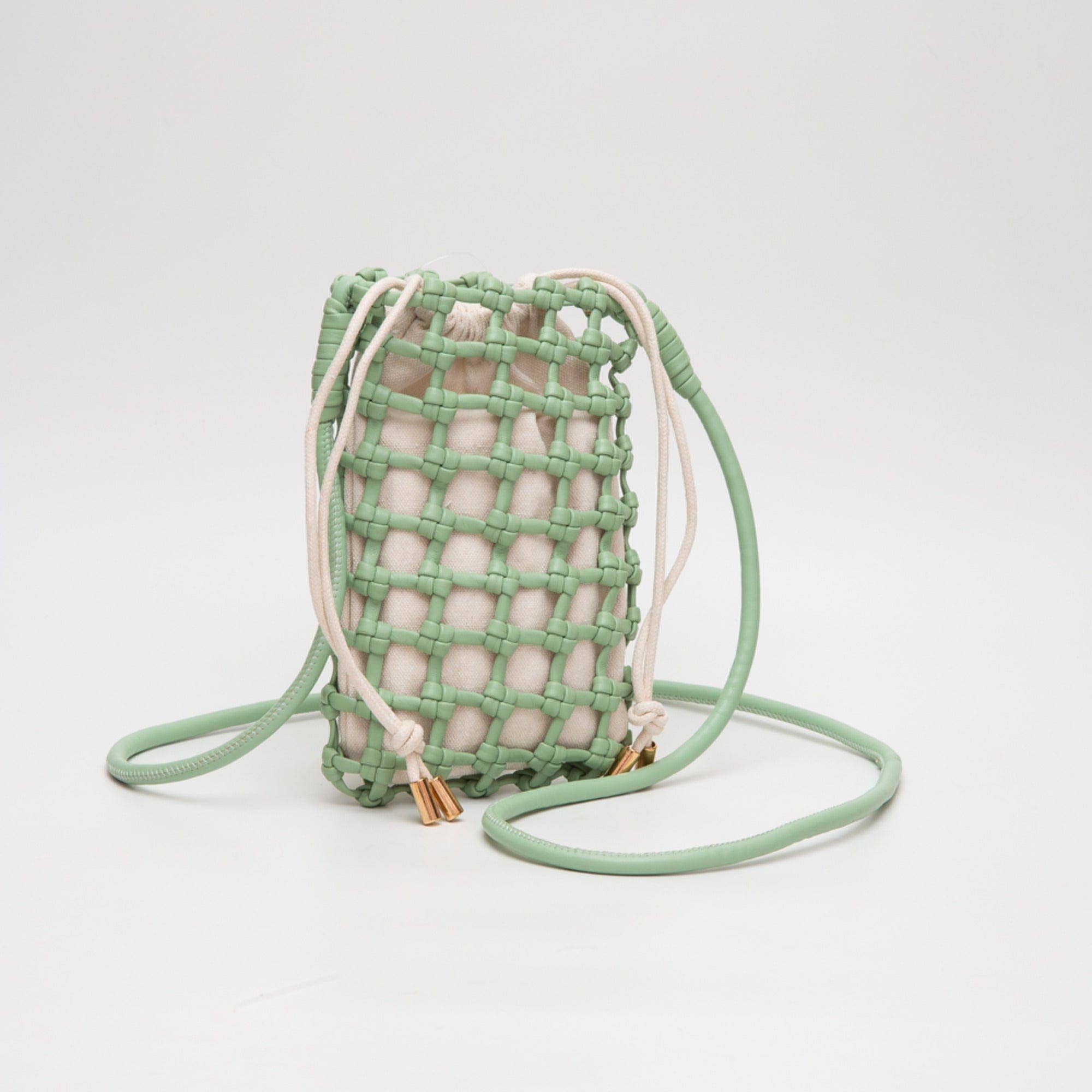 TG10626 Cara Mini Woven Drawstring Crossbody Bag - Gray - Bexa Boutique