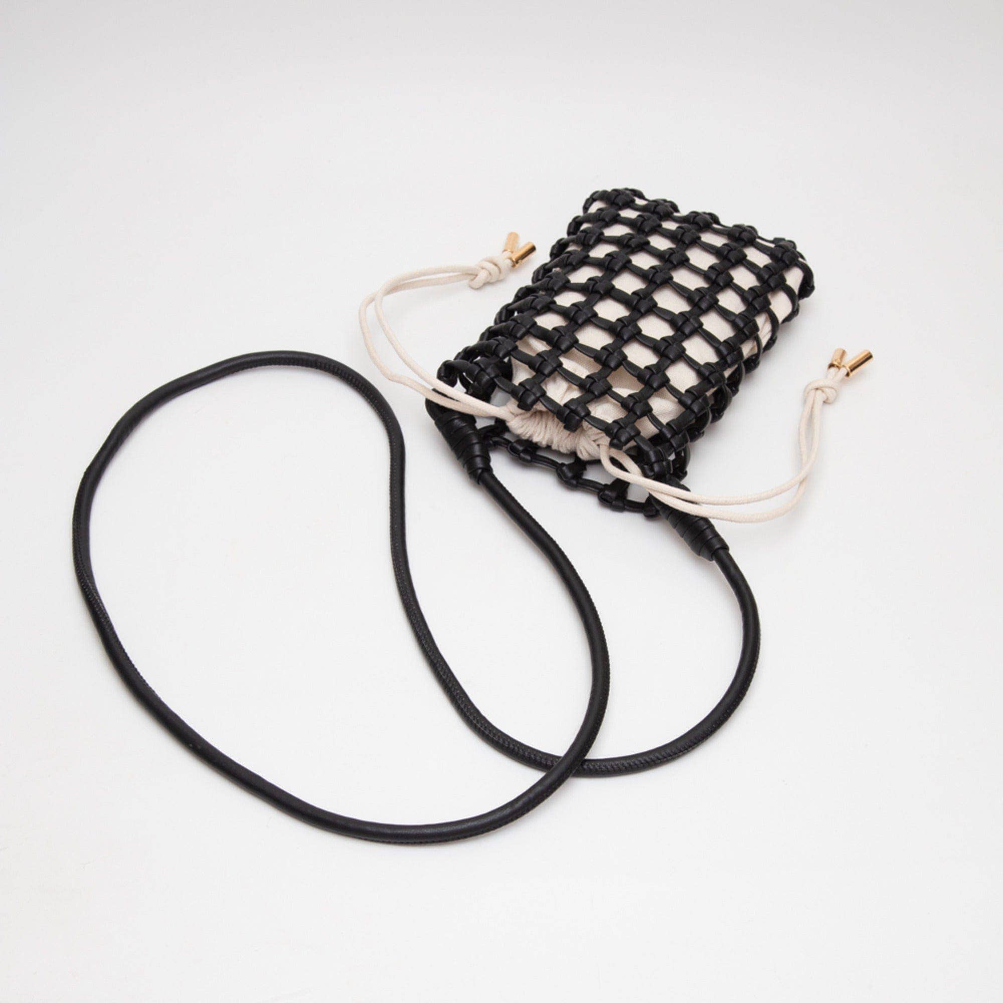 TG10626 Cara Mini Woven Drawstring Crossbody Bag - Gray - Bexa Boutique