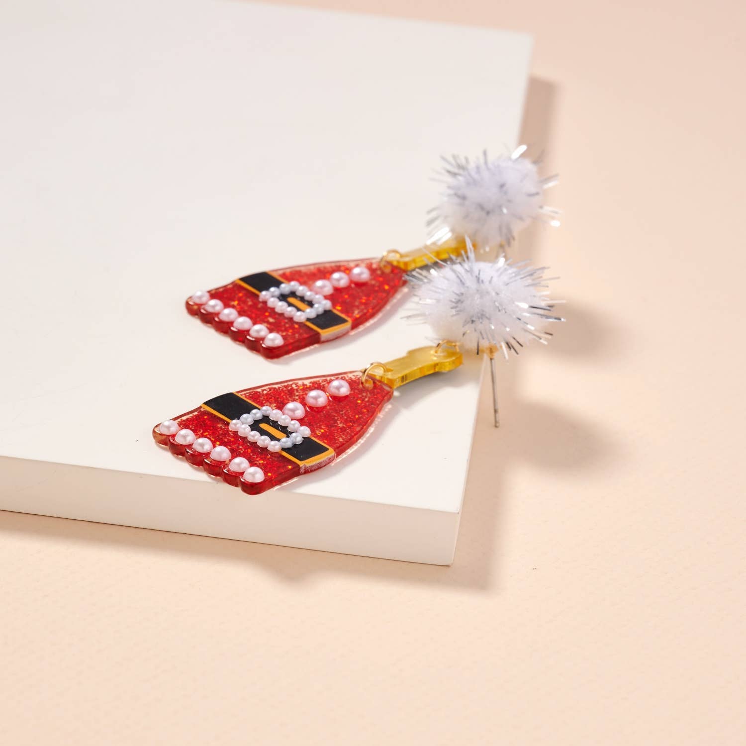 Christmas Champagne Acetate Dangling Earrings