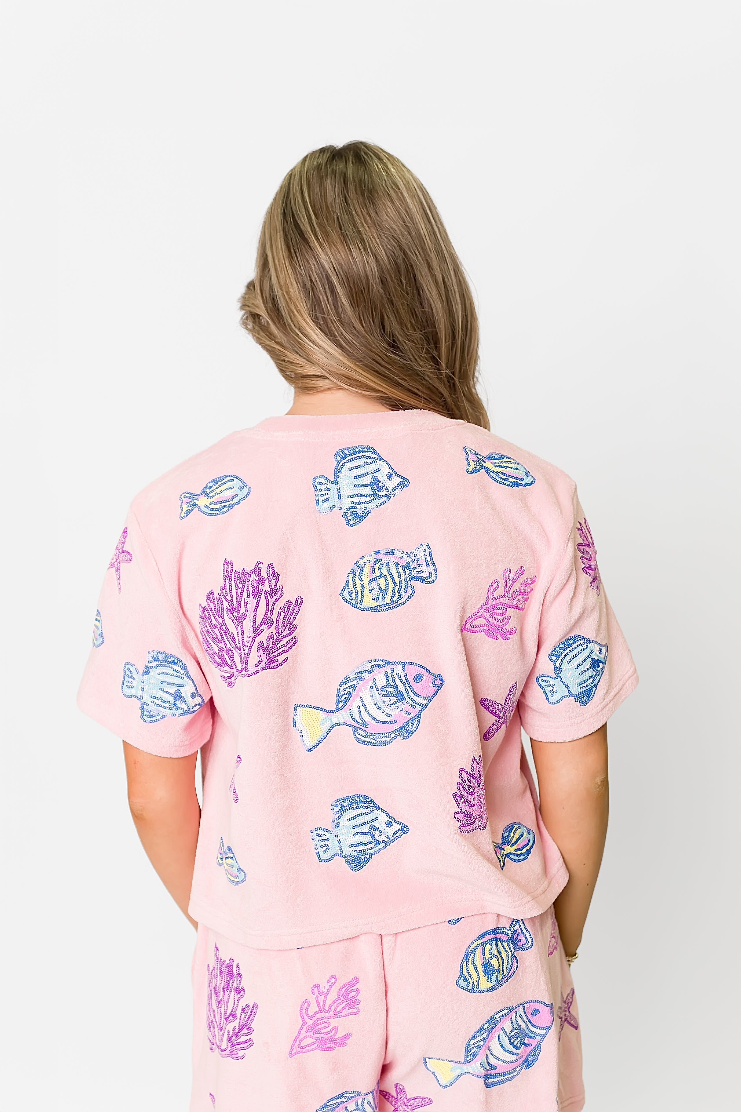 Under the Sea Terry Cloth Top - Light Pink - Bexa Boutique