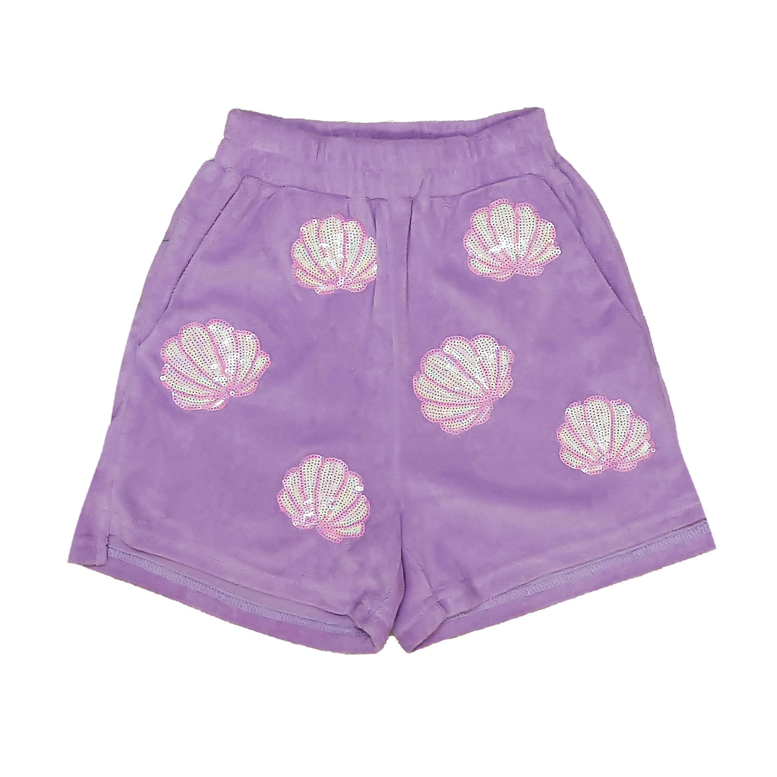Lavender Terry Cloth Seashell Shorts - Bexa Boutique