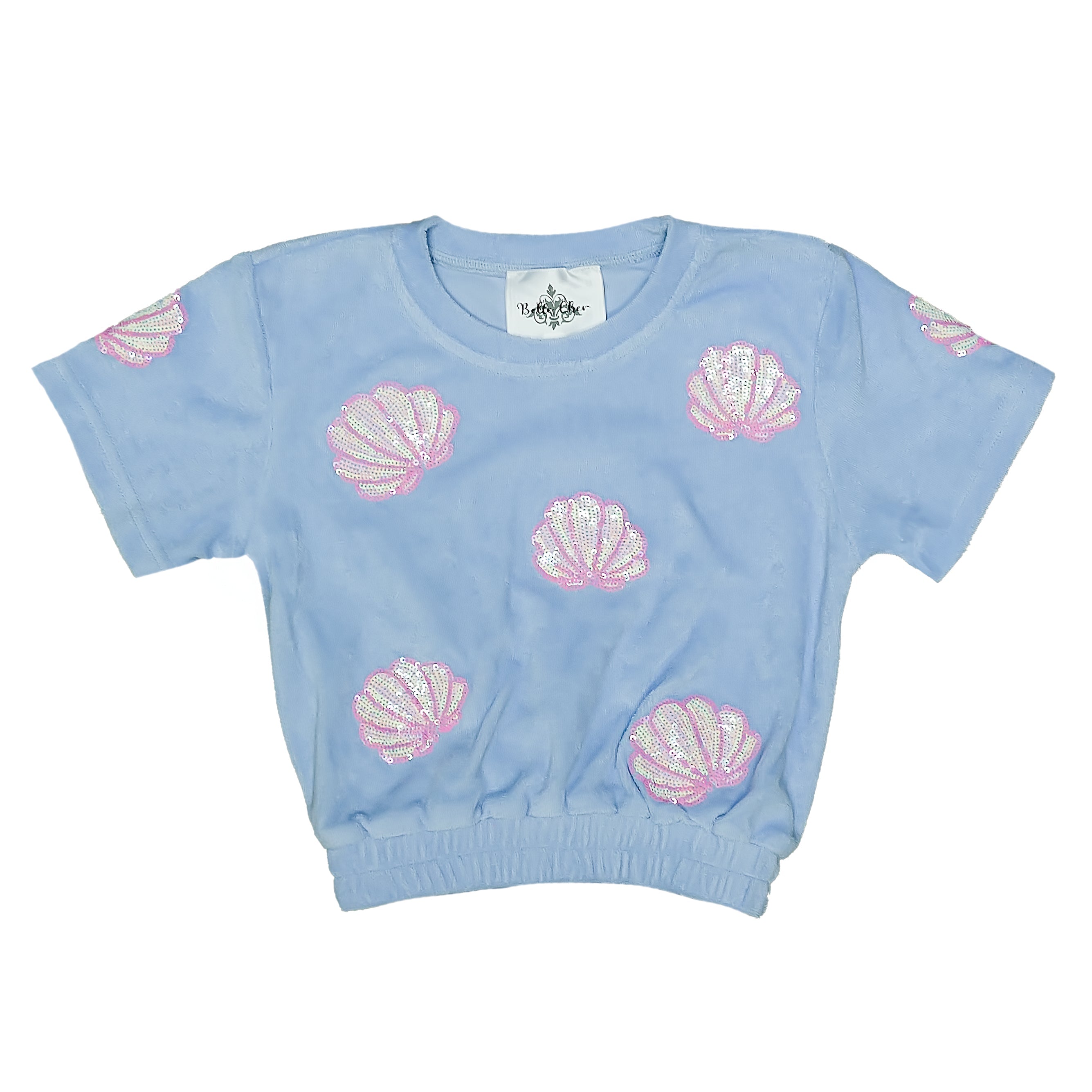Light Blue Terry Cloth Seashell Top - Bexa Boutique
