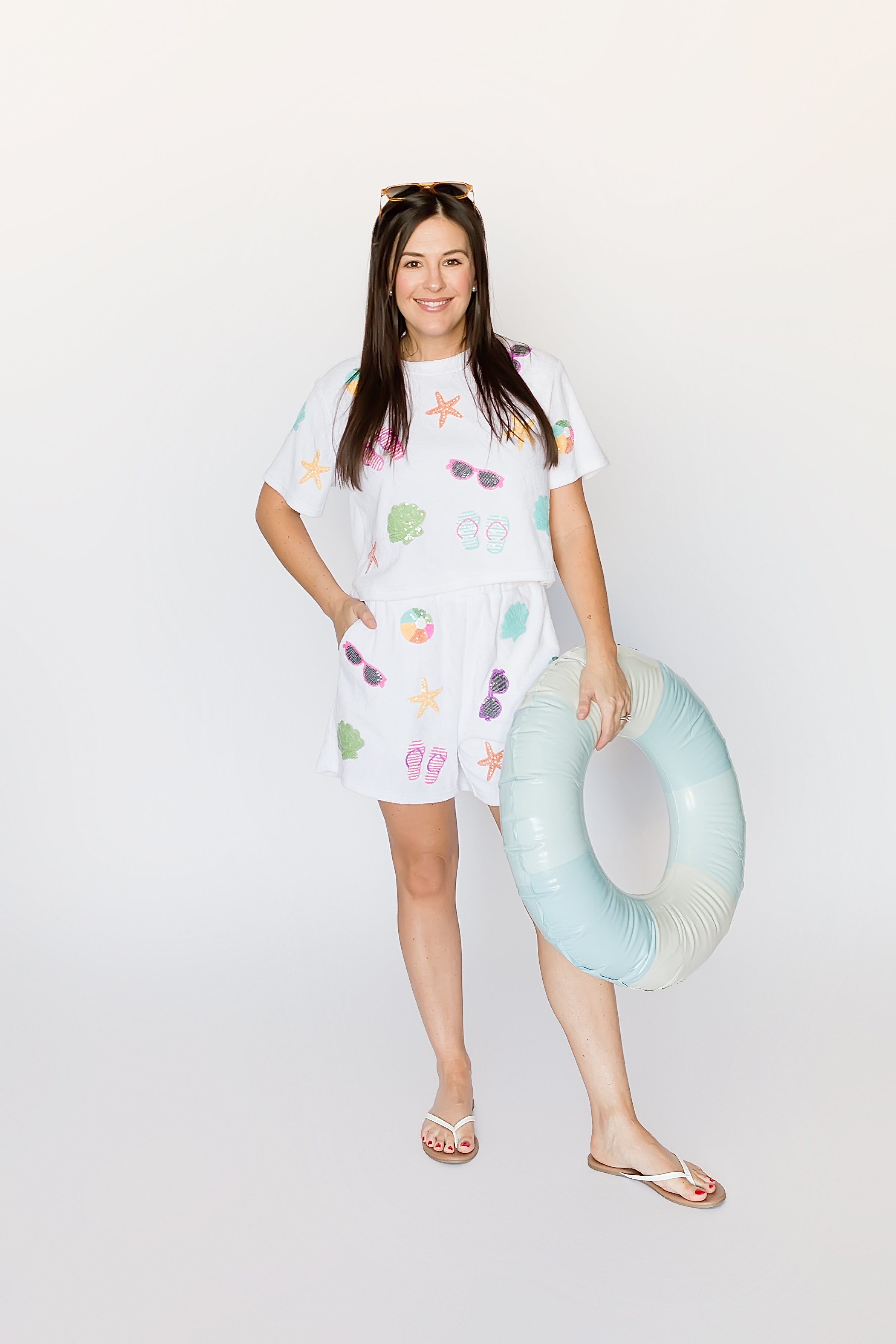 Sequin Terry Cloth Beach Top - Bexa Boutique