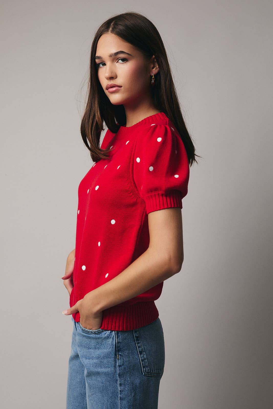 POLKA DOT EMBROIDERED SWEATER