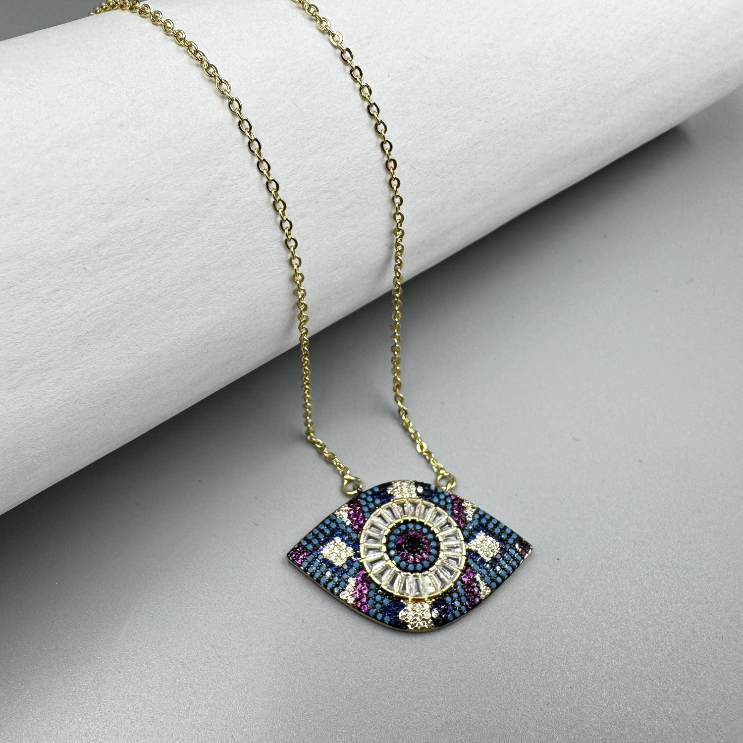 Evil Eye Cubic Zirconia Necklace Multicolor