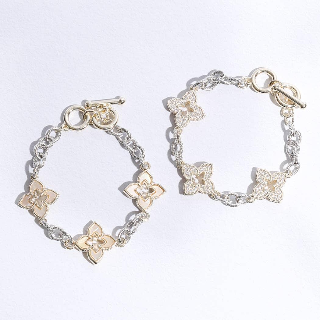 CZ Clover Pavé Link Bracelet