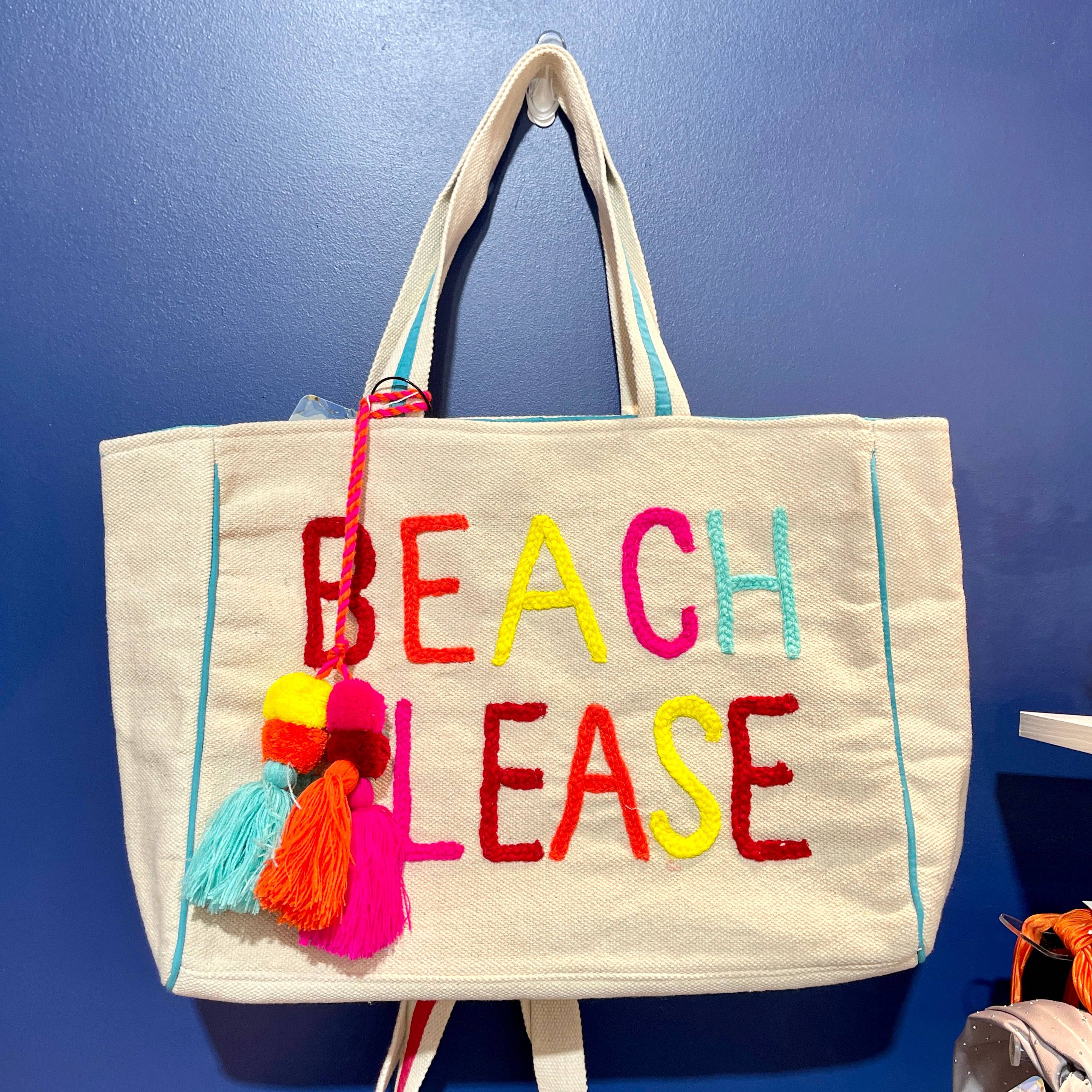 Beach Please Canvas Woven Tote or Beach Bag - Pretty Crafty Lady Shop