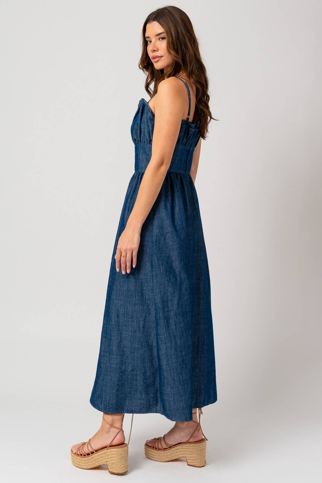 Ruffle Demin Maxi Dress