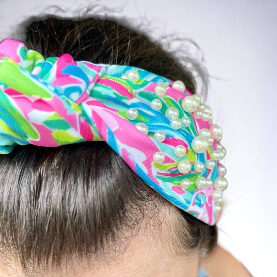 Palm Beach Mint Mojito Pearl Knotted Headband - Bexa Boutique