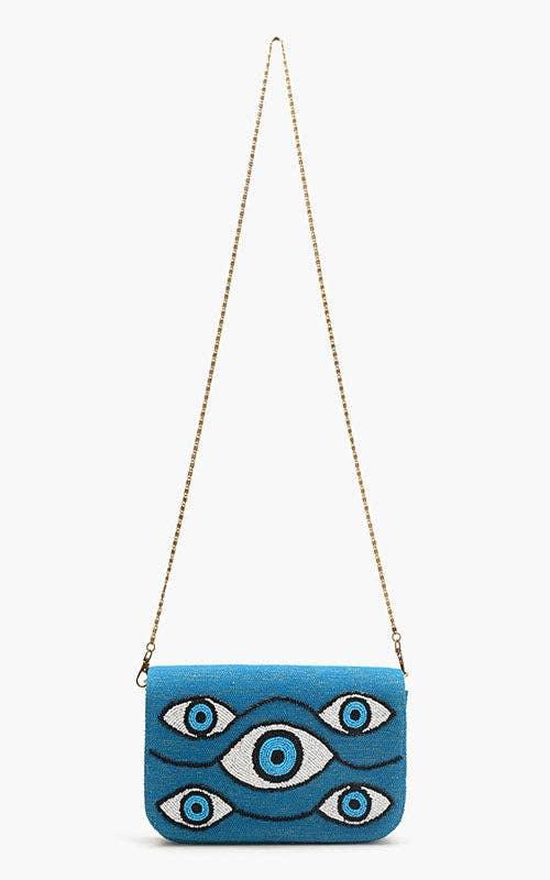 America & Beyond - Evil Eye Tufted Embellished Clutch