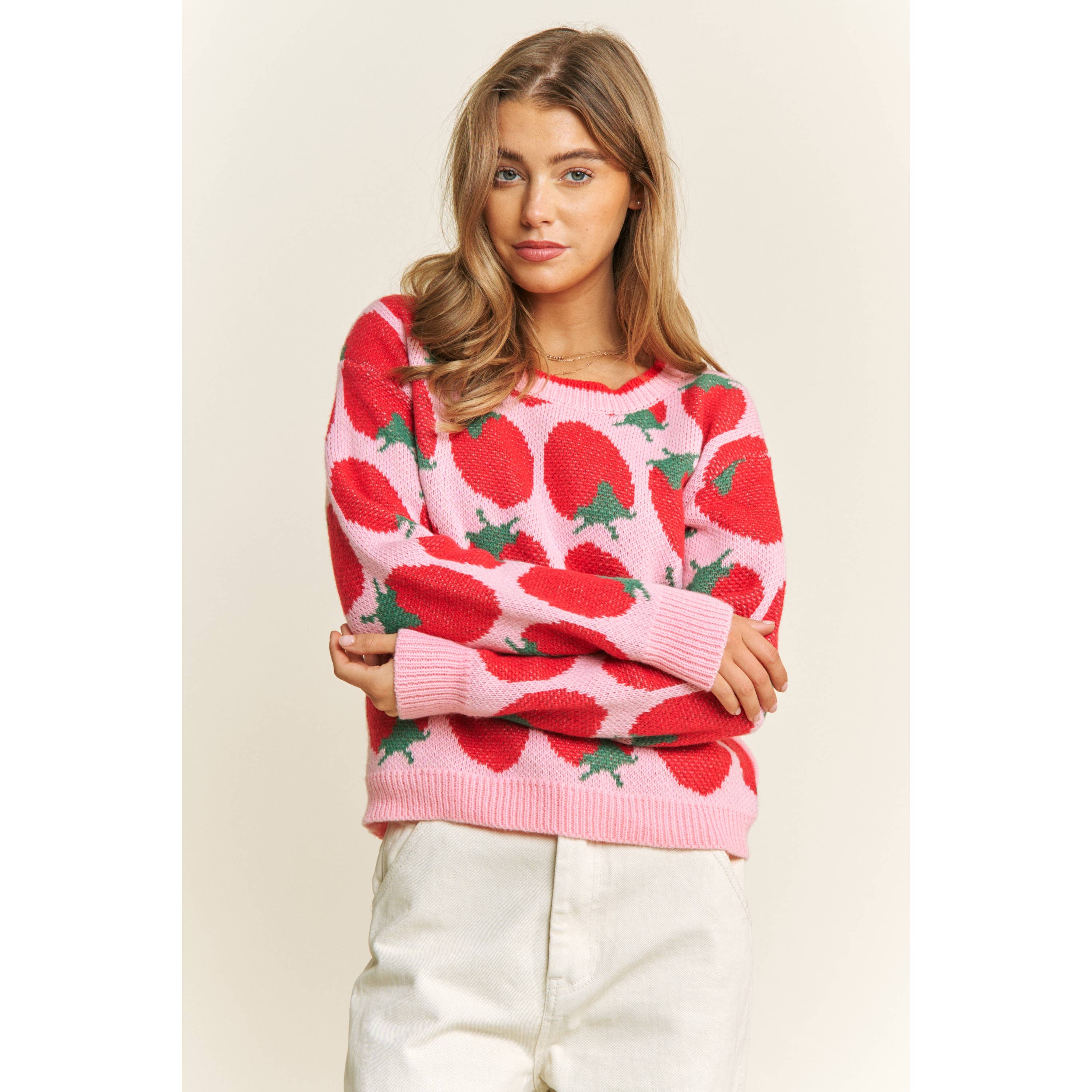 Strawberry jam pullover sweater