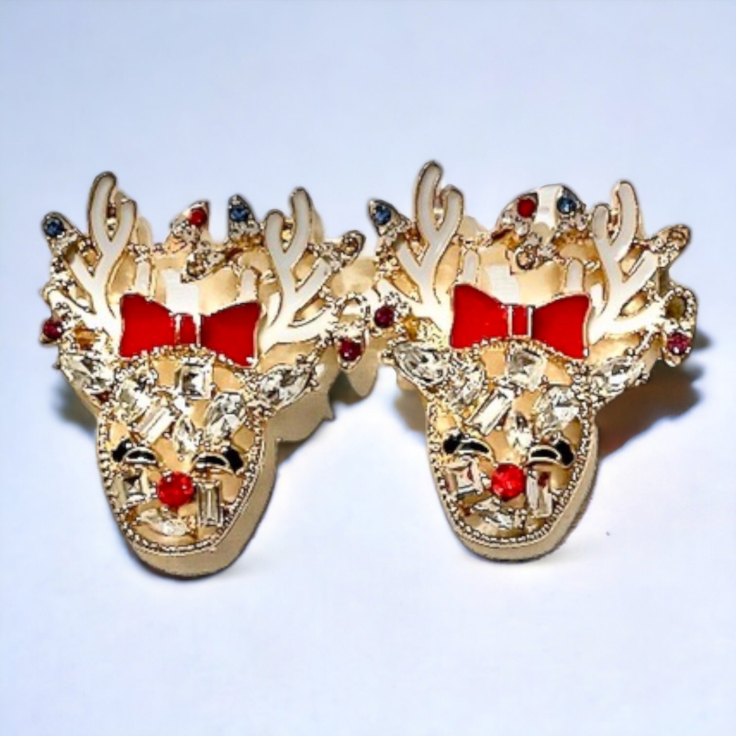 Reindeer Rhinestone Stud Earrings - Small