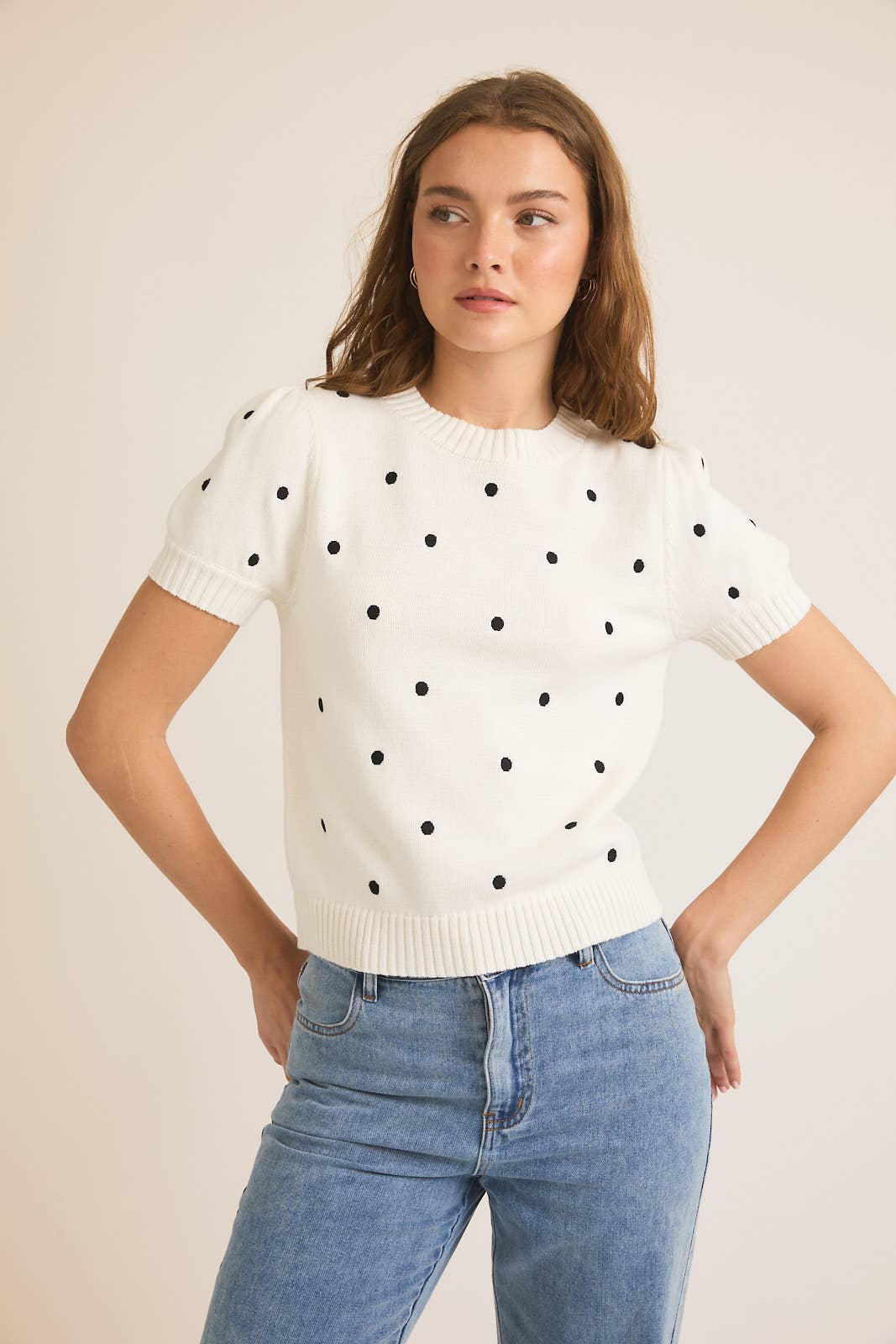 POLKA DOT EMBROIDERED SWEATER