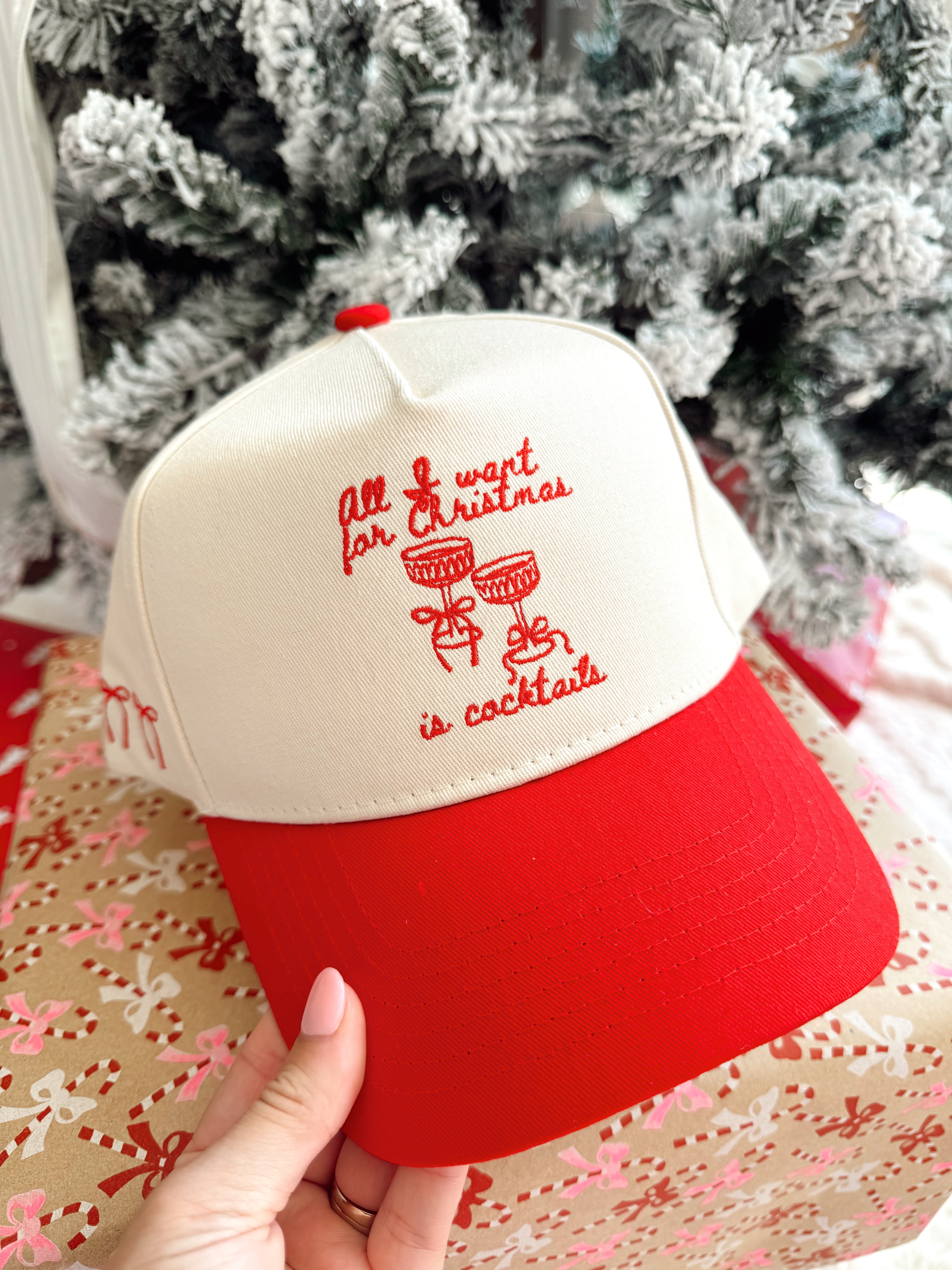 All I Want for Christmas is Cocktails - Red Vintage Trucker Hat
