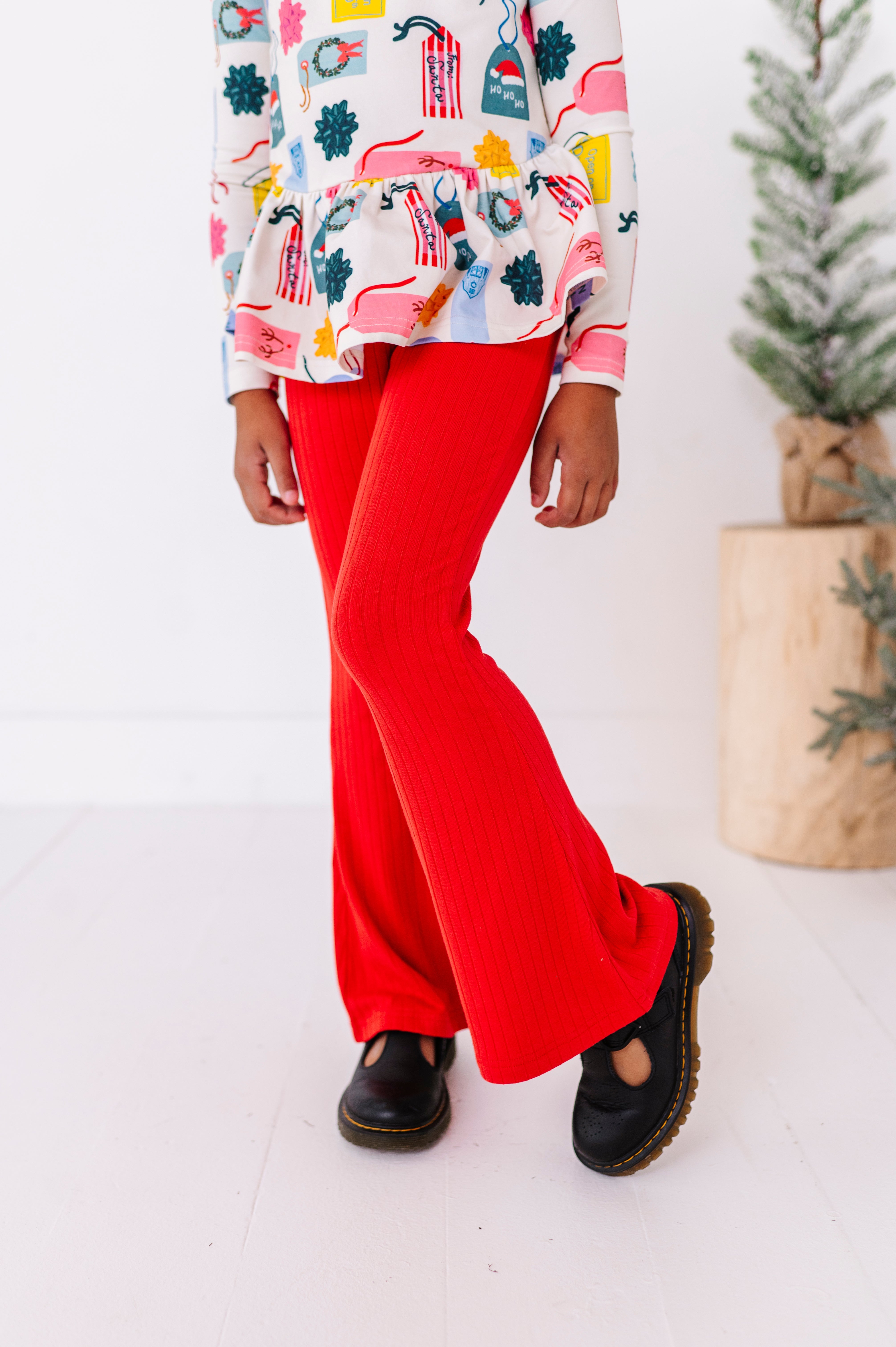 Holly Red Flare Pants | RIBBED FLARES