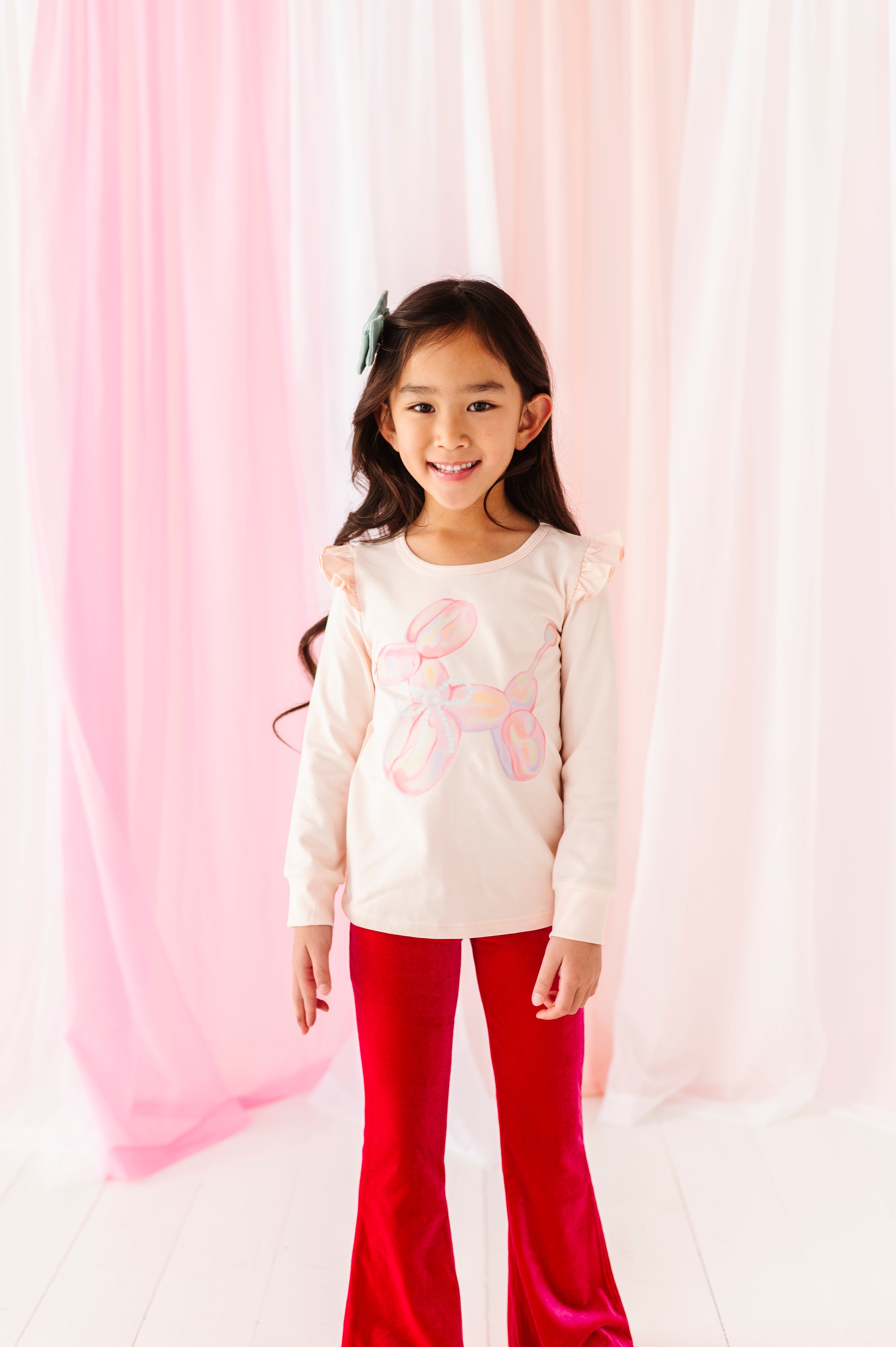 Balloon Dog | Pink Ruffle Long Sleeve