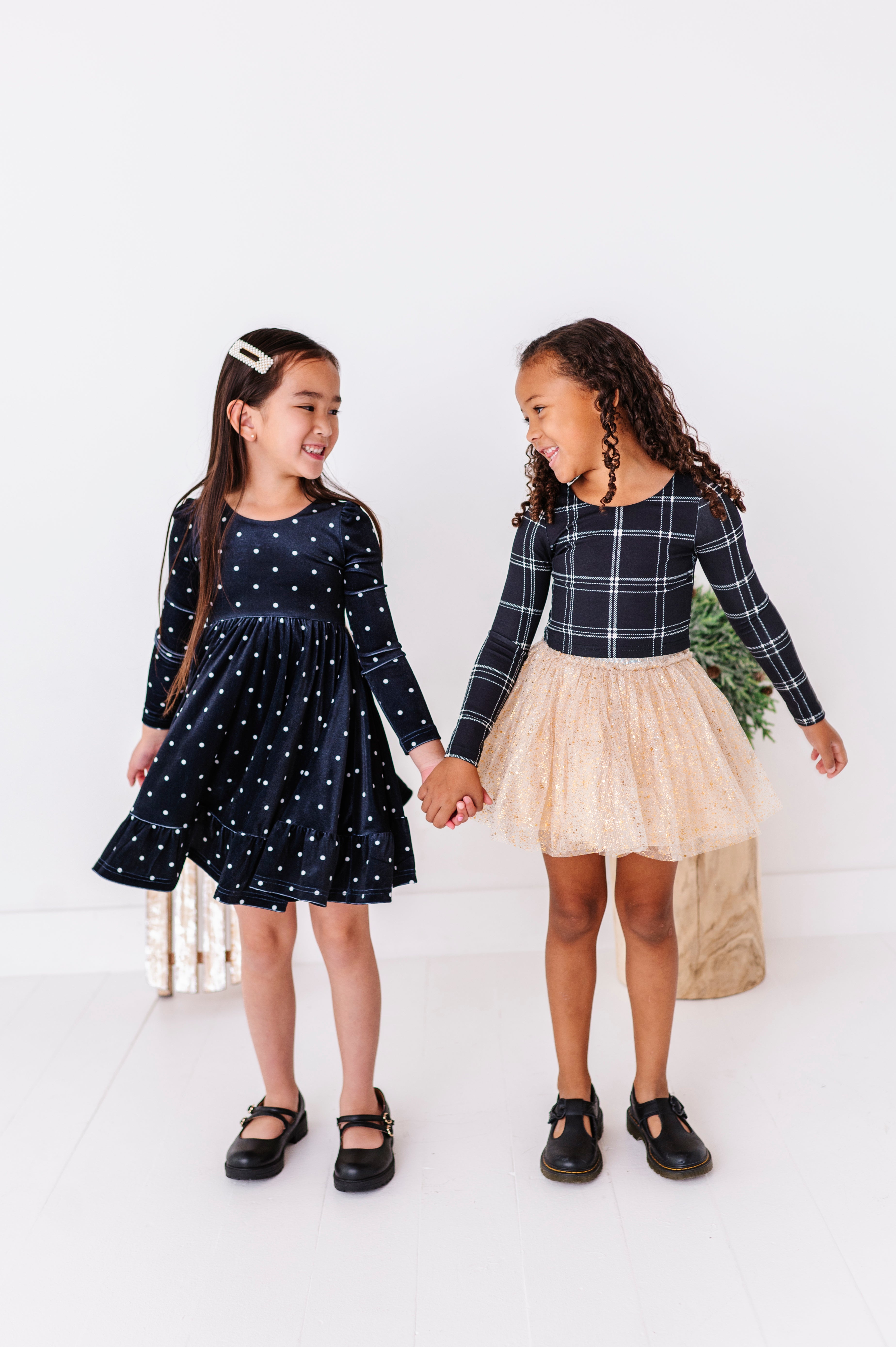 Black Plaid Top | CROPPED Bow Back Long Sleeve Top