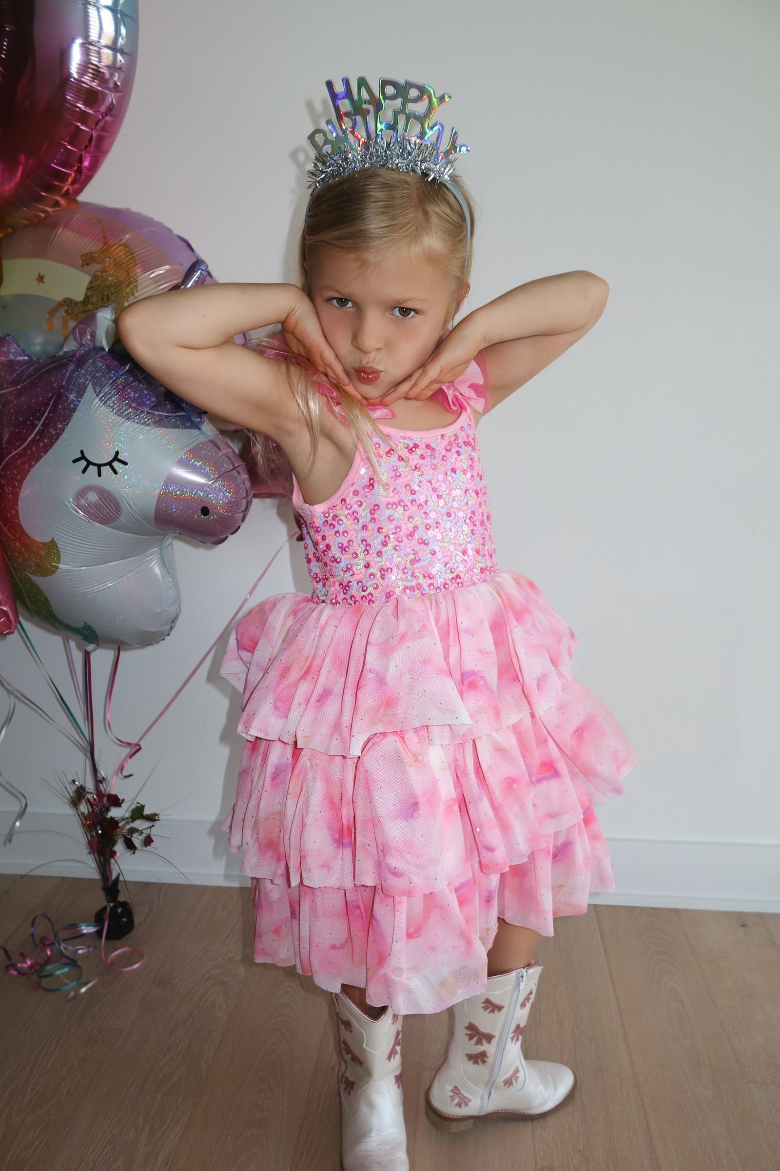 Ombre Pink Sparkle Tulle Dress