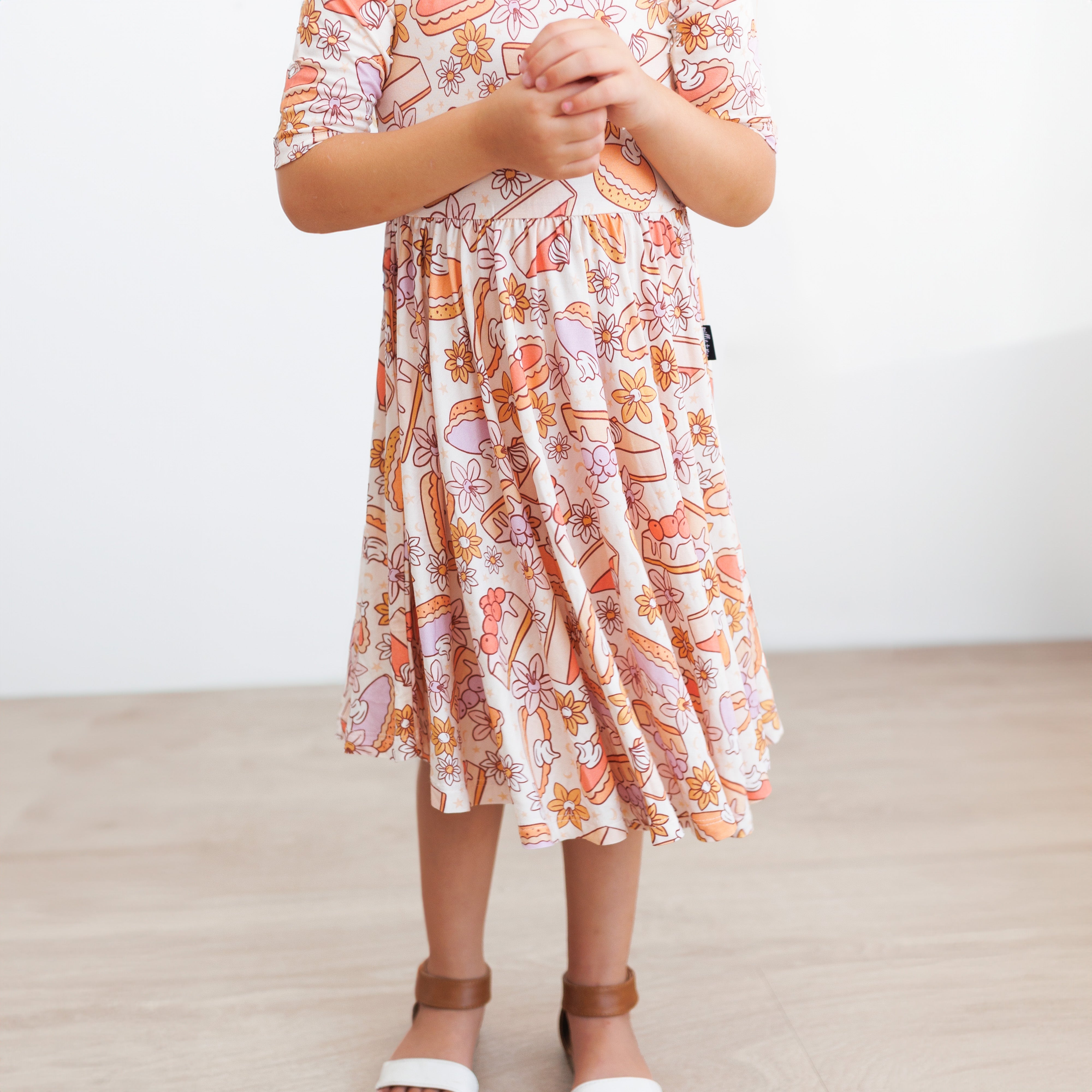 MID SLEEVE TWIRL DRESS- Sweet as Pie