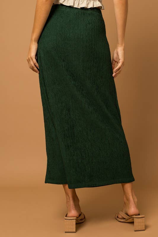 Wrap Tie Textured Midi Skirt