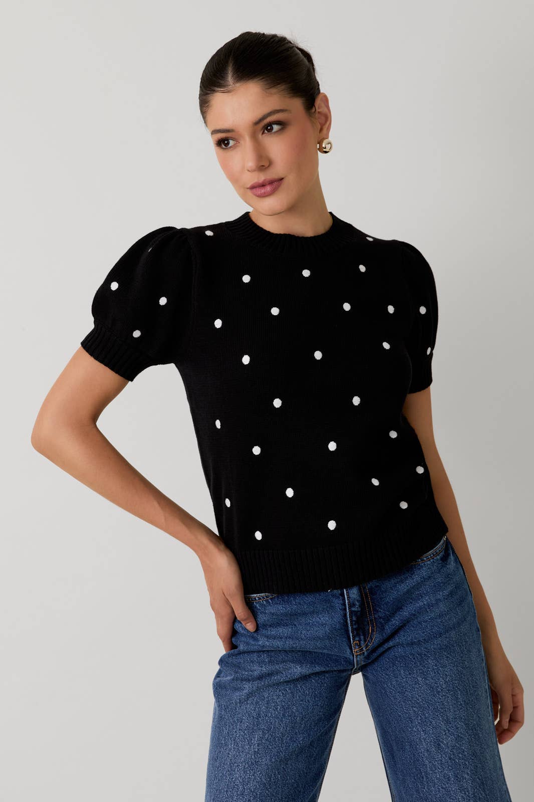 POLKA DOT EMBROIDERED SWEATER