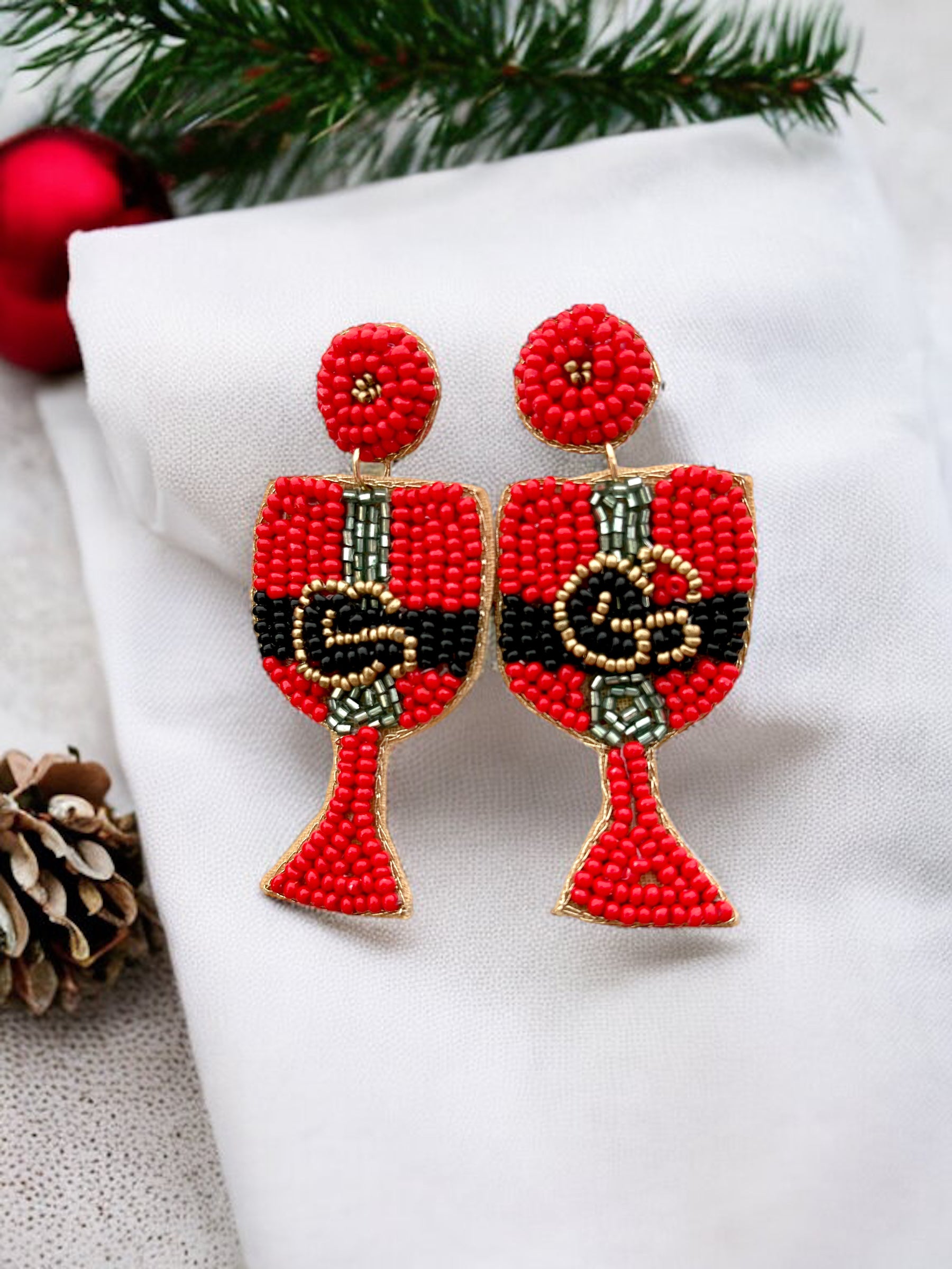 Beaded GG Christmas Santa Glads Earrings - Bexa Boutique