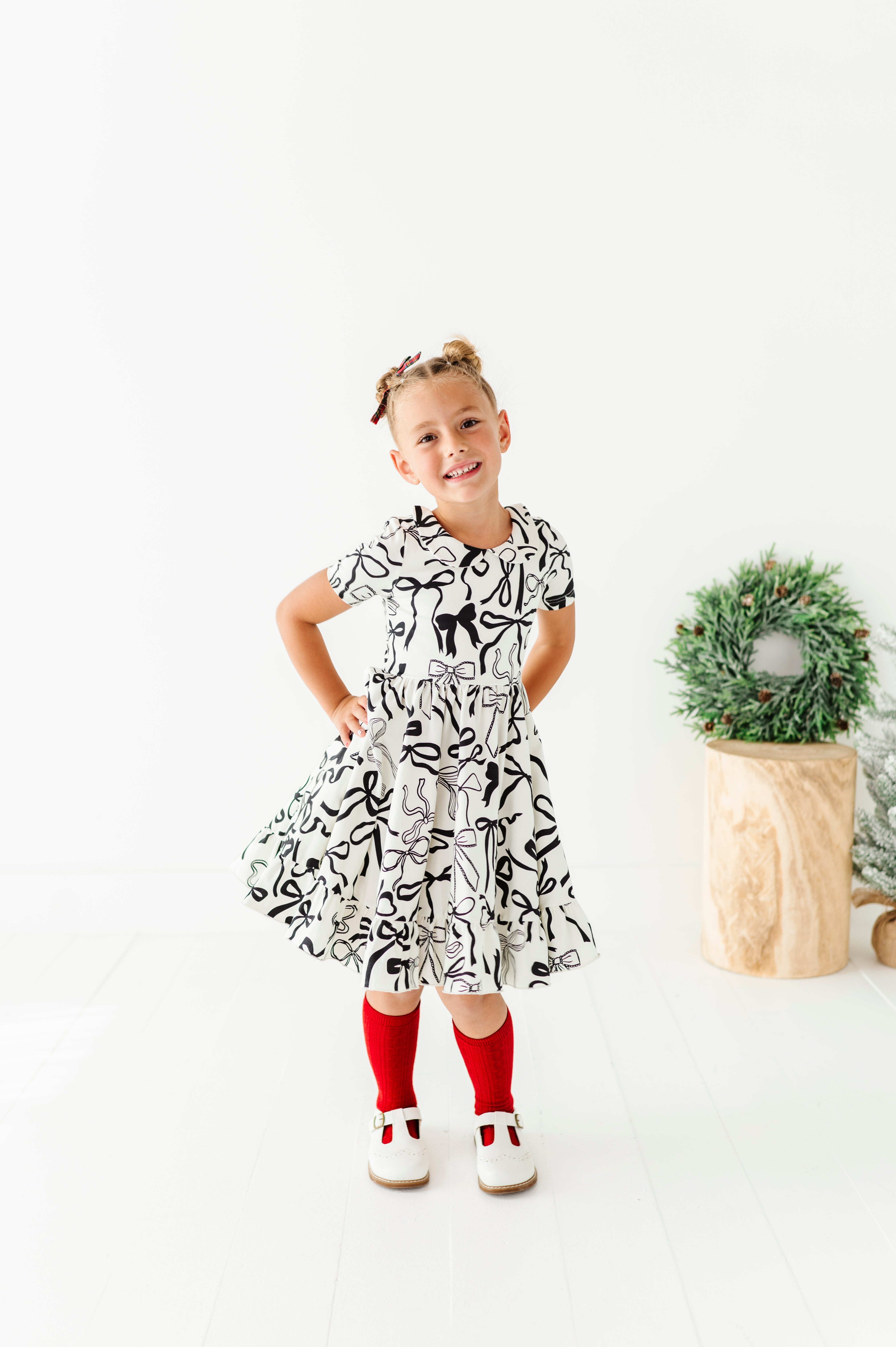 Cream Preppy Bow Dress | Collard Twirl Dress