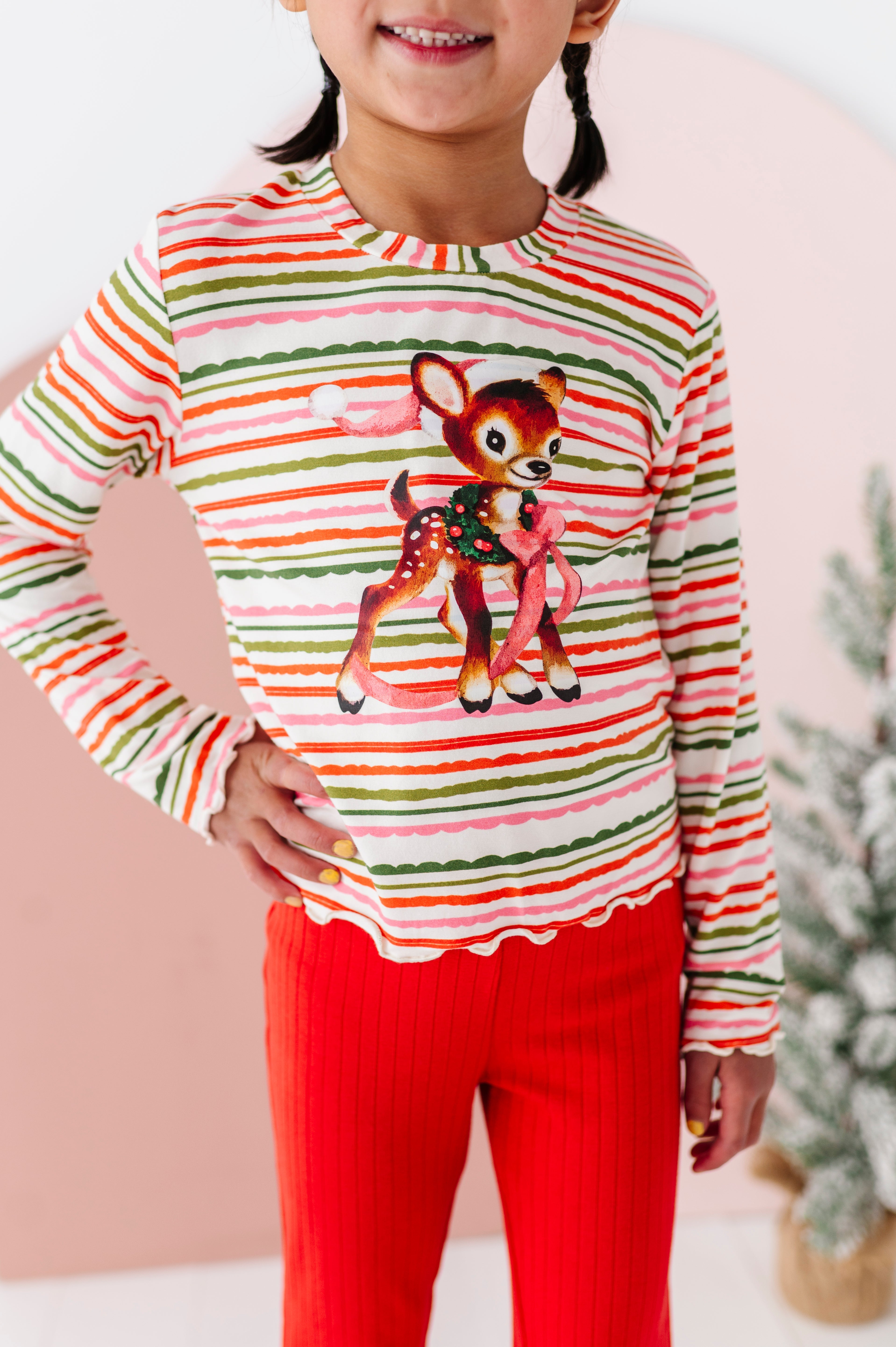 Vintage Reindeer Top| Bamboo Long Sleeve