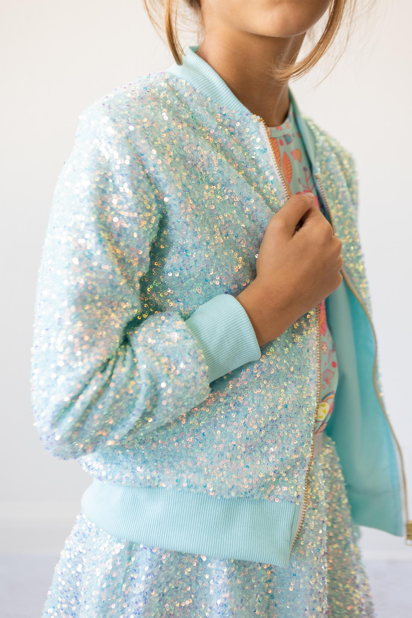 Aqua Sequin Jacket - Mila & Rose