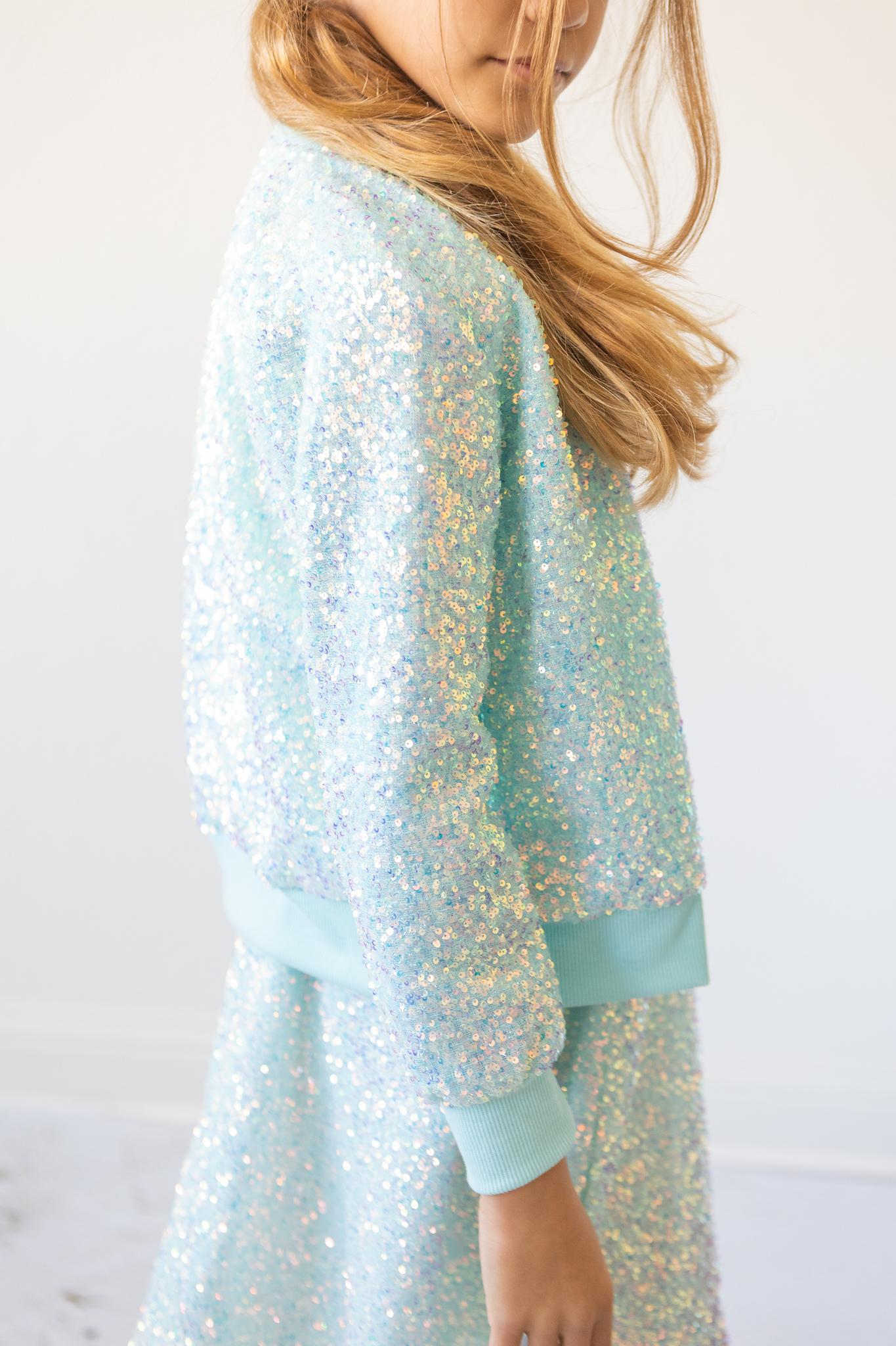 Aqua Sequin Jacket - Mila & Rose