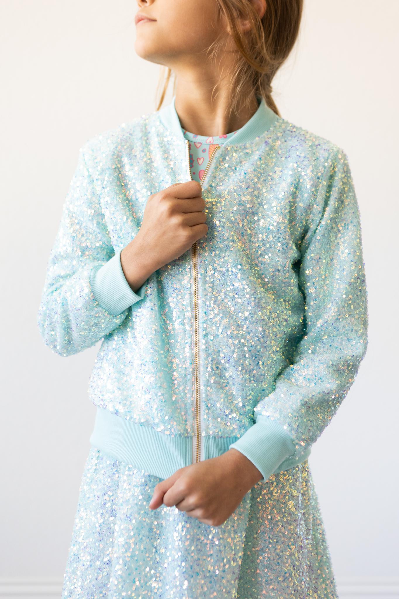 Aqua Sequin Jacket - Mila & Rose