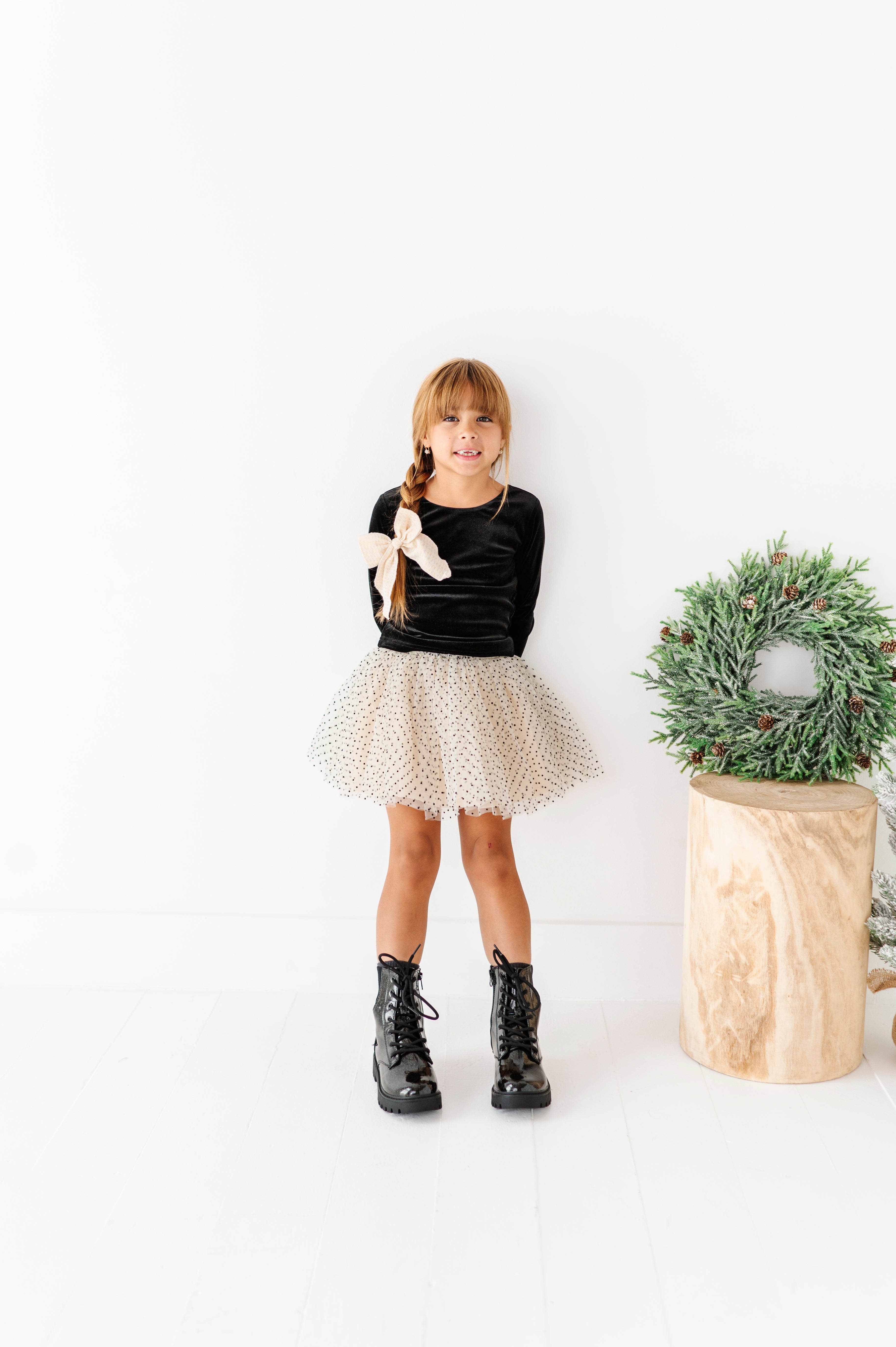 Black Velvet Top | Bow Back Long Sleeve Top