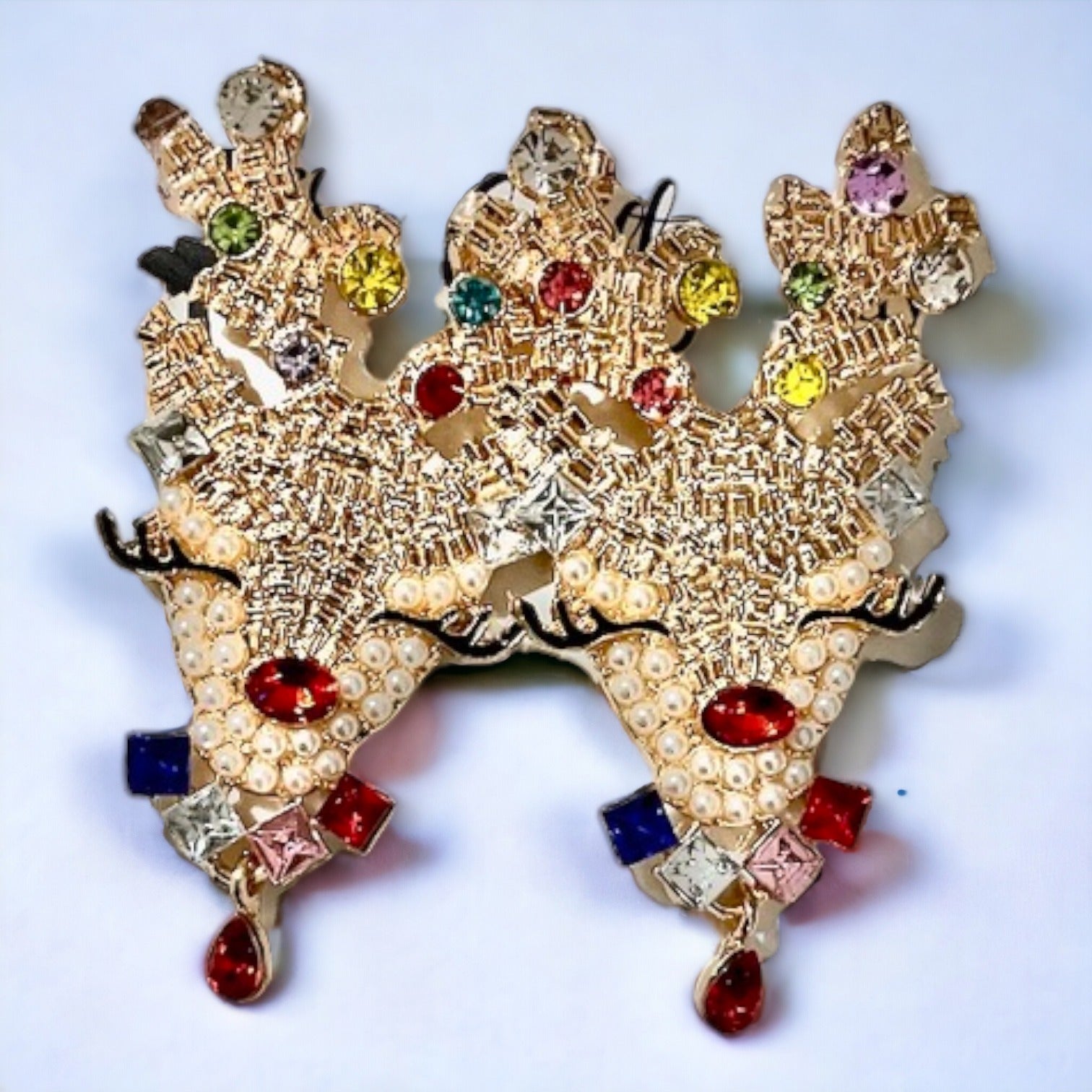 Reindeer Rhinestone Stud Earrings - Large