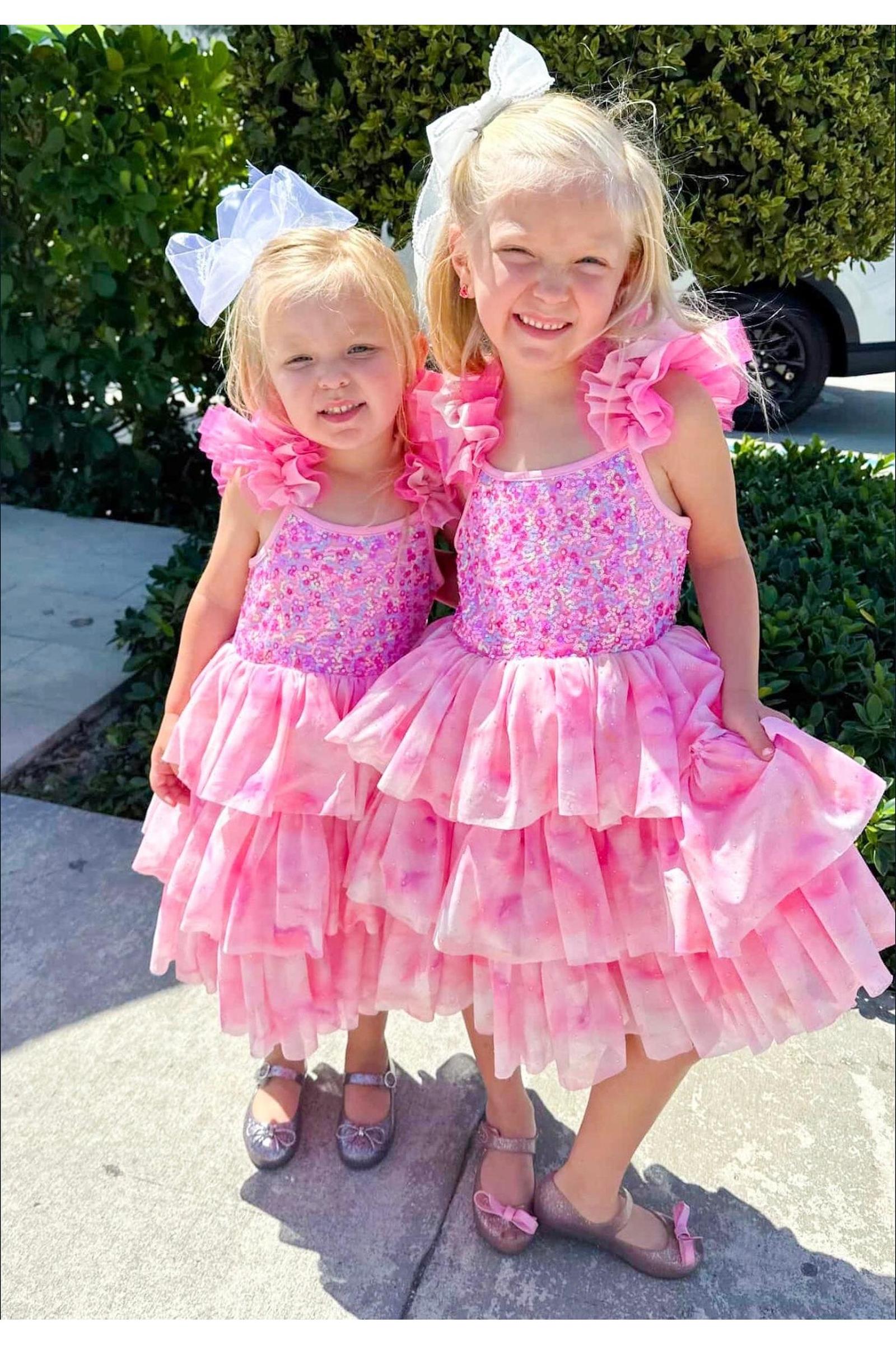 Ombre Pink Sparkle Tulle Dress