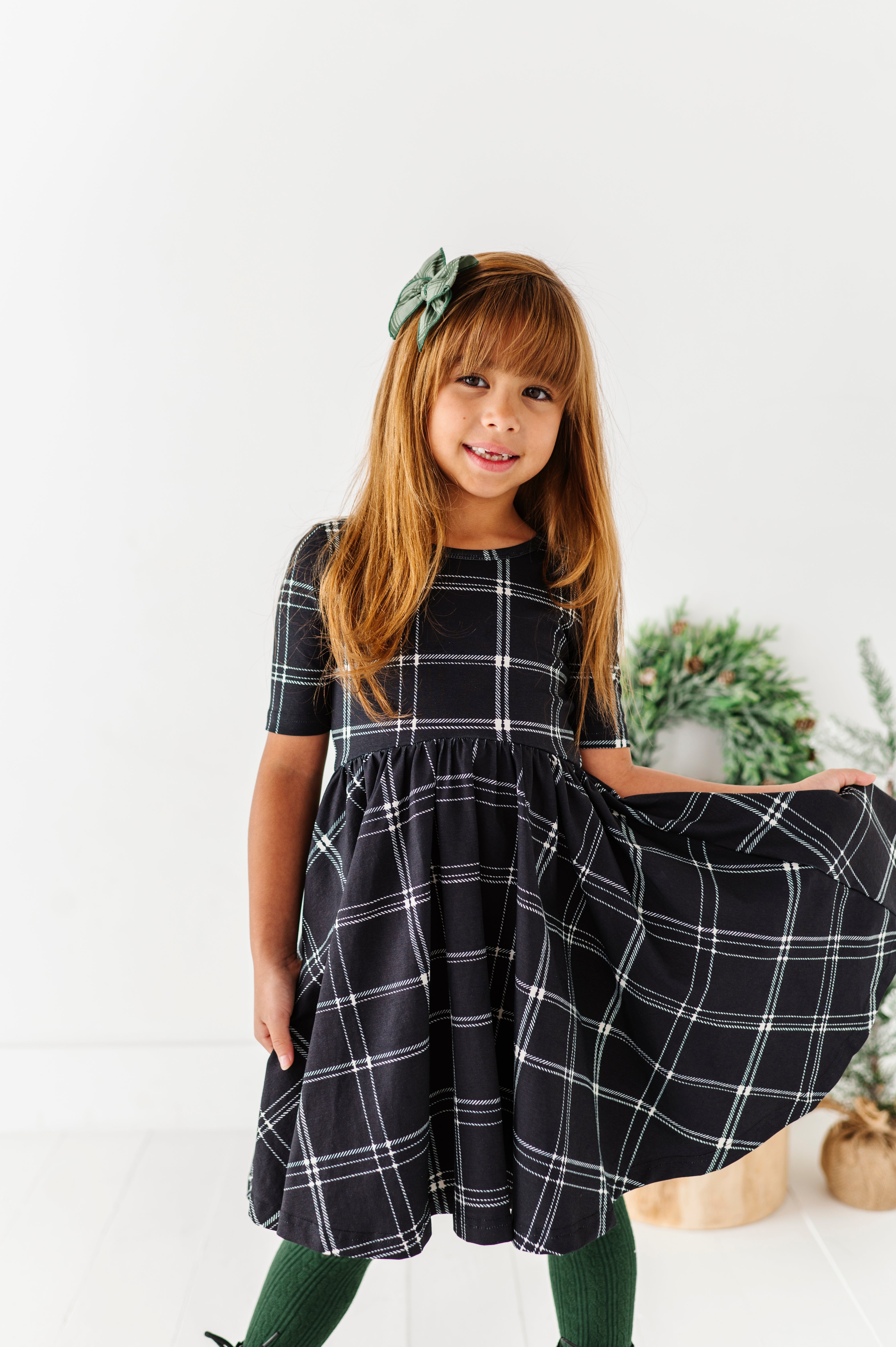 Black Plaid Dress | Scoop Back Dress