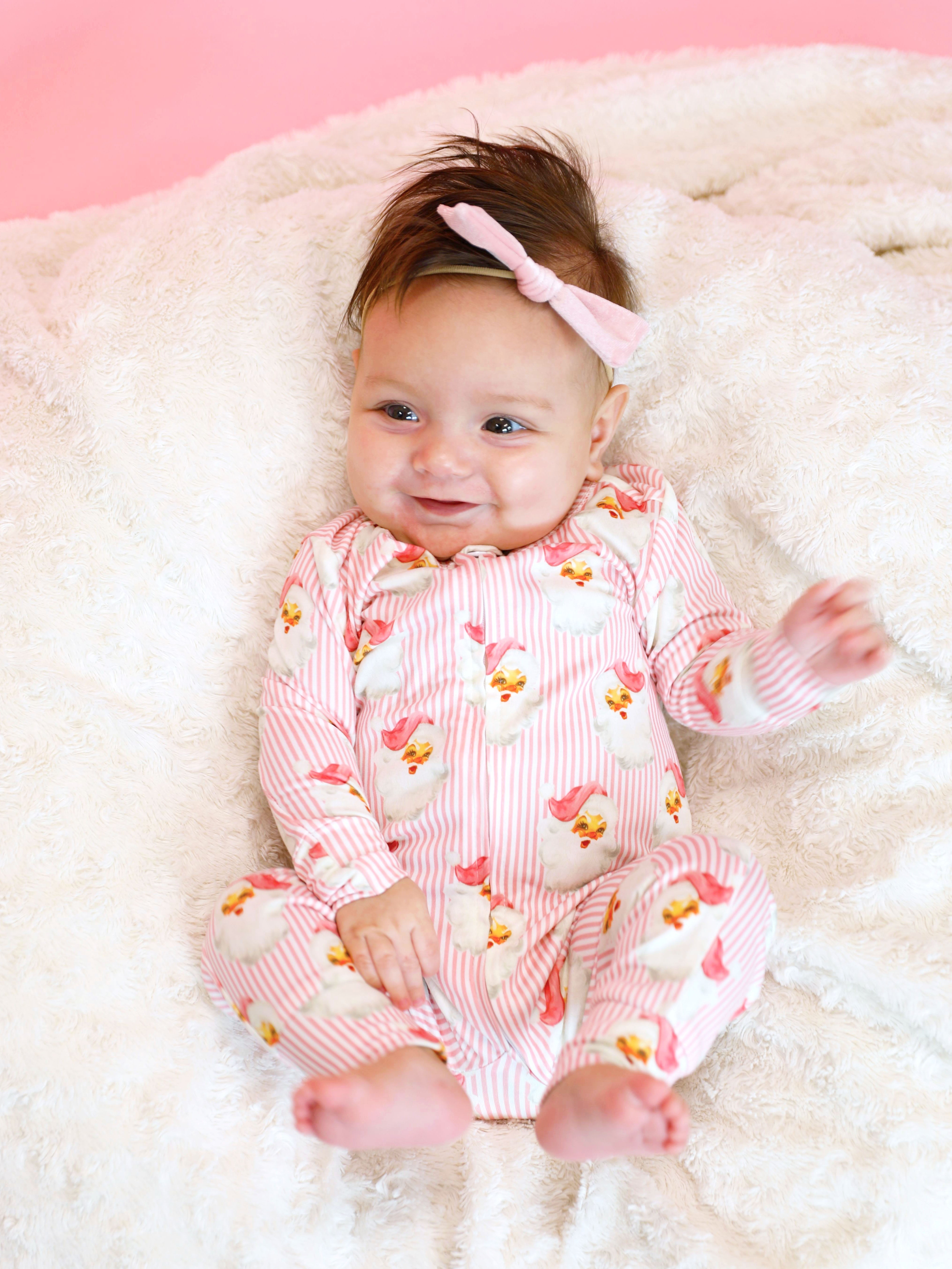 Baby PJ Onesie | Santa Baby Pink Mary Square