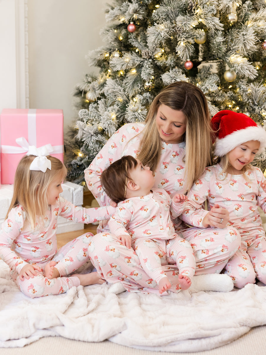 Baby PJ Onesie | Santa Baby Pink Mary Square