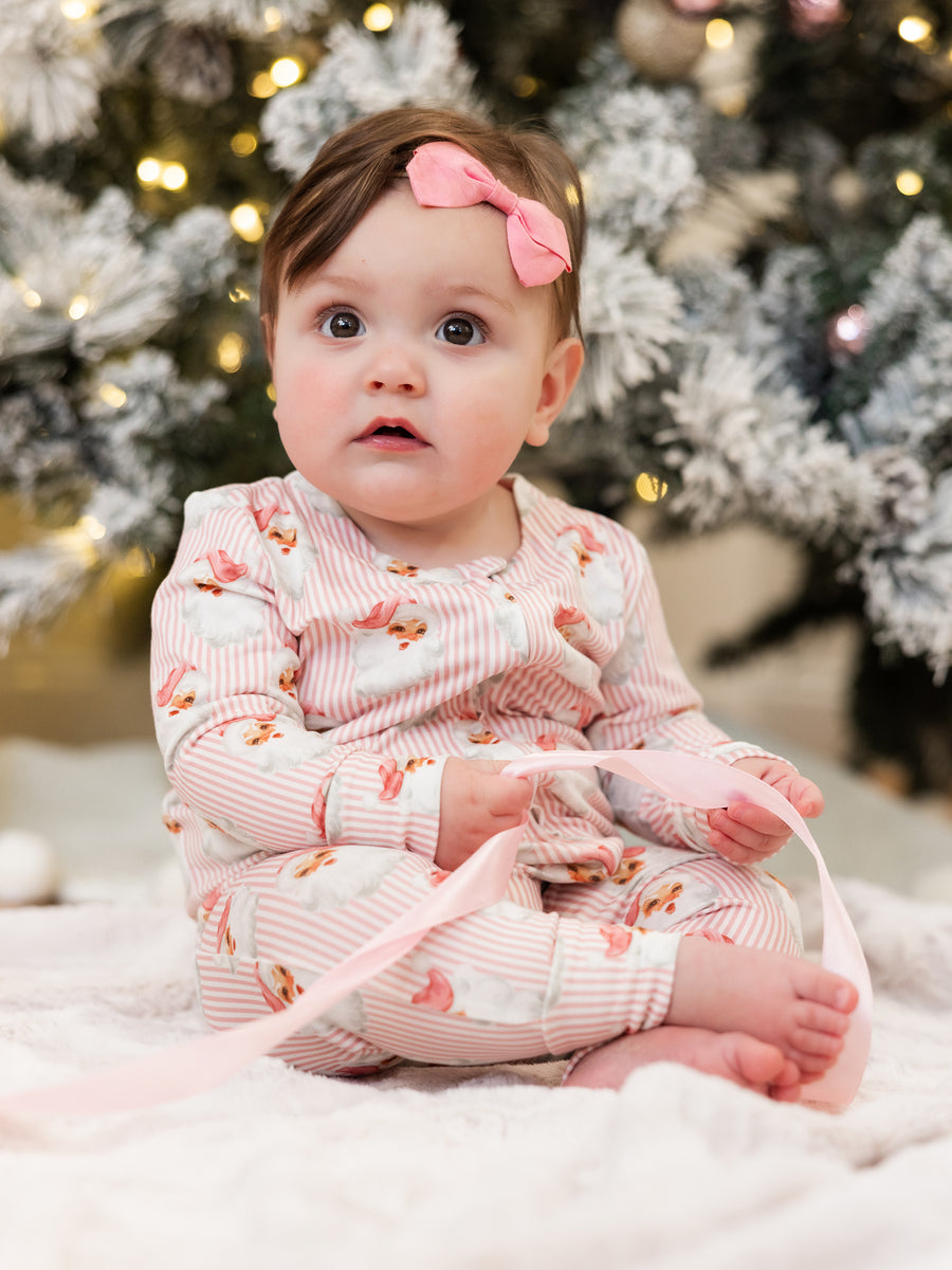 Baby PJ Onesie | Santa Baby Pink Mary Square