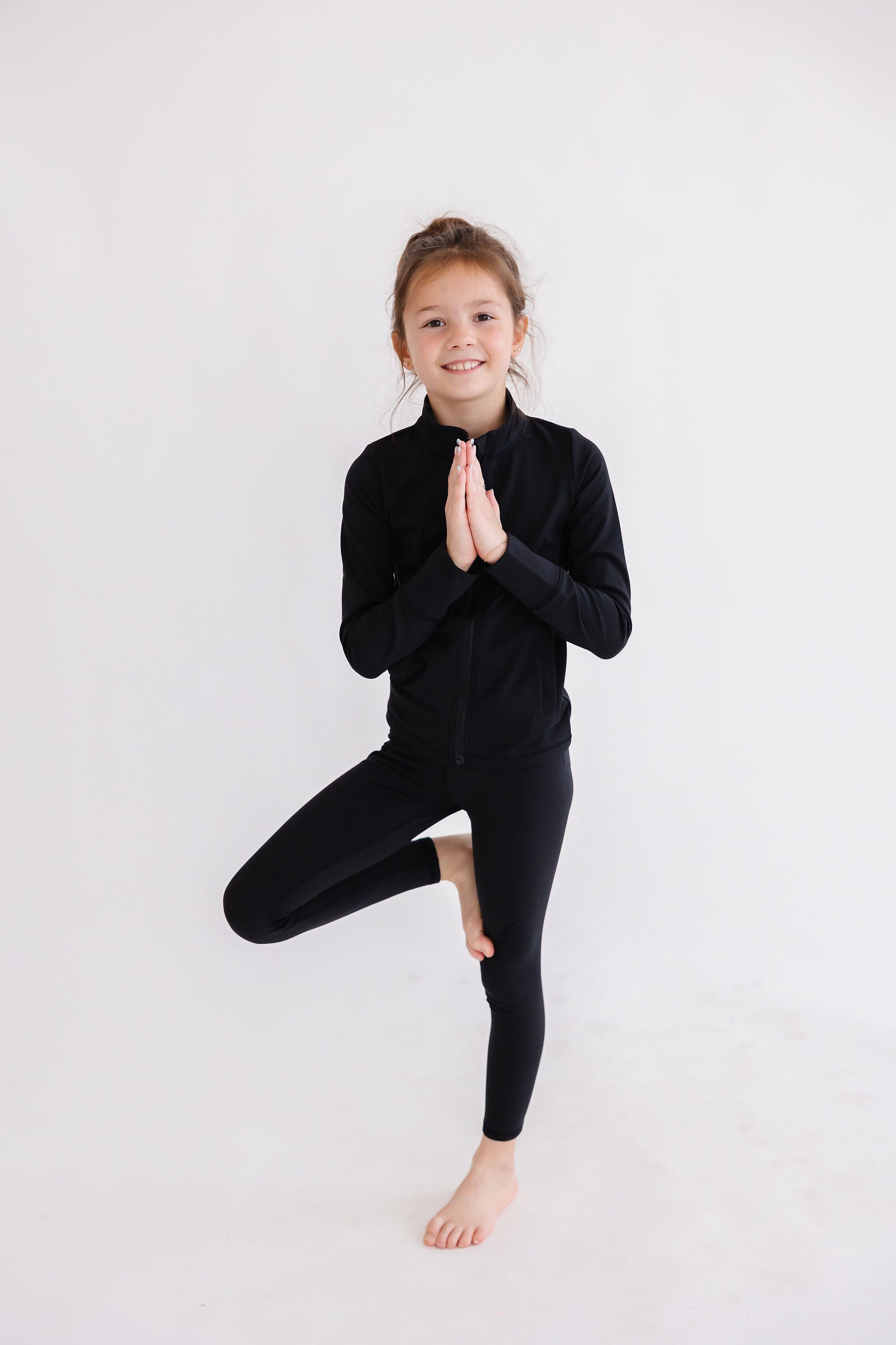 SALE Balanced Black Full-Zip Ruffle Active Jacket