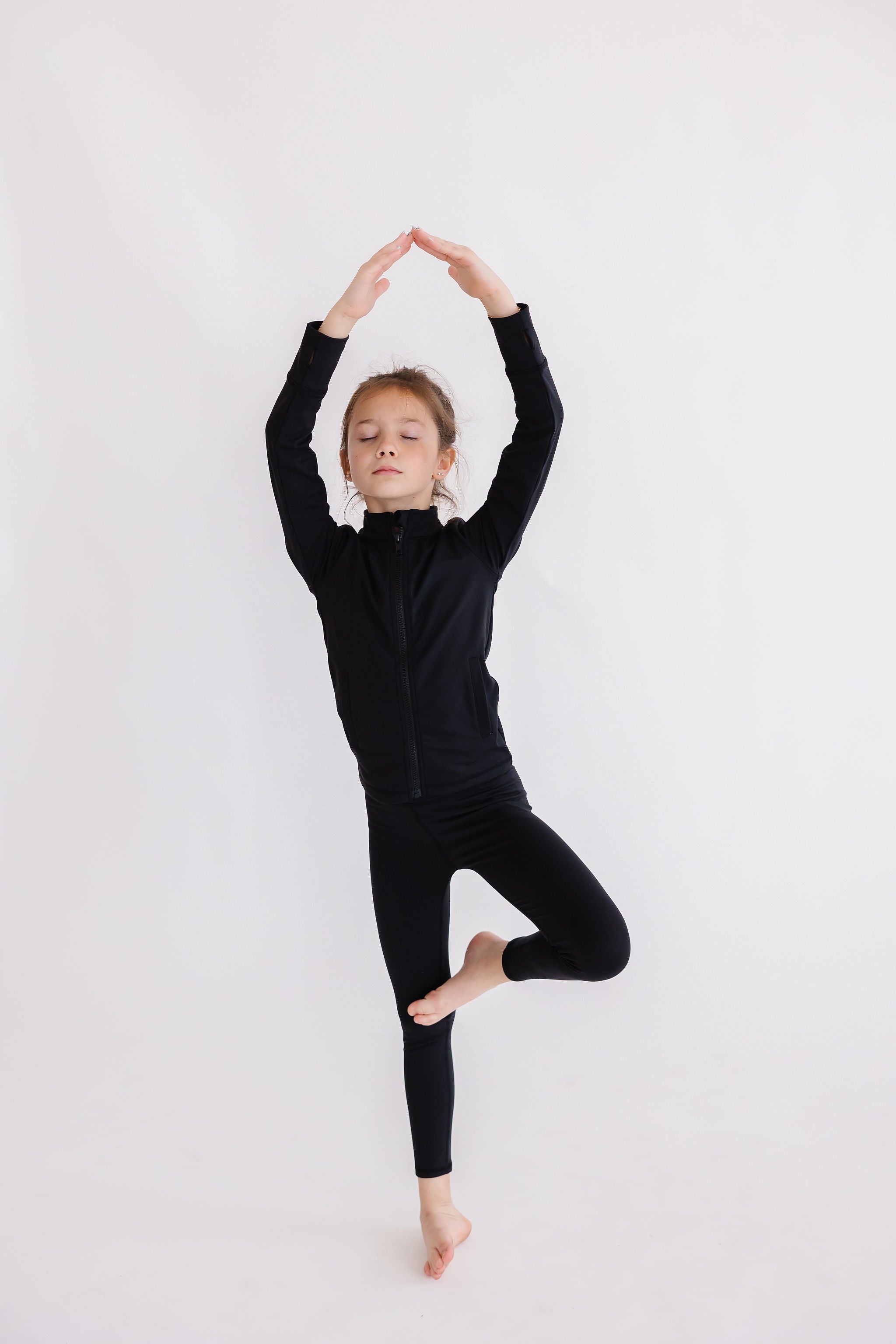 SALE Balanced Black Full-Zip Ruffle Active Jacket