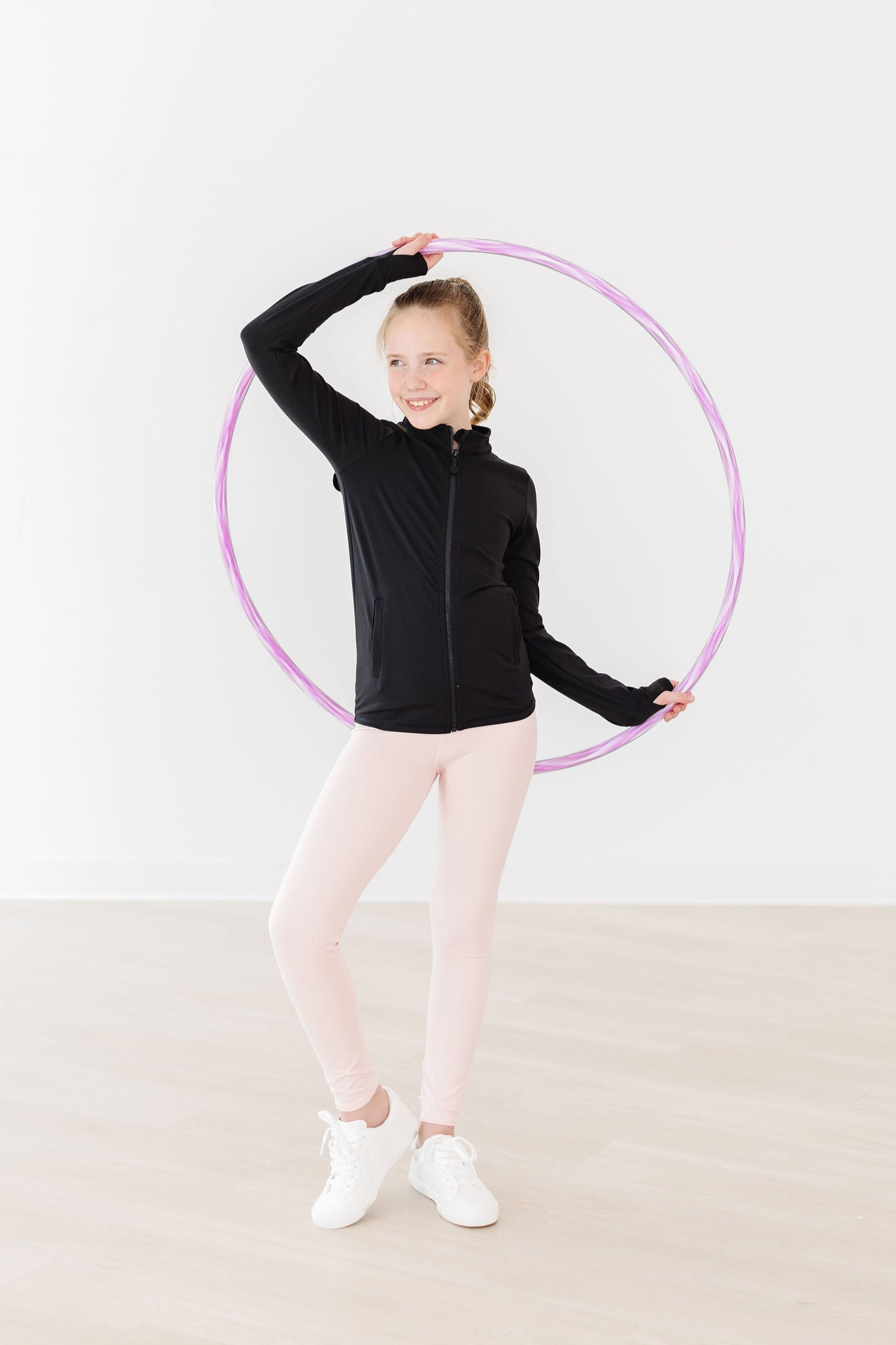 SALE Balanced Black Full-Zip Ruffle Active Jacket