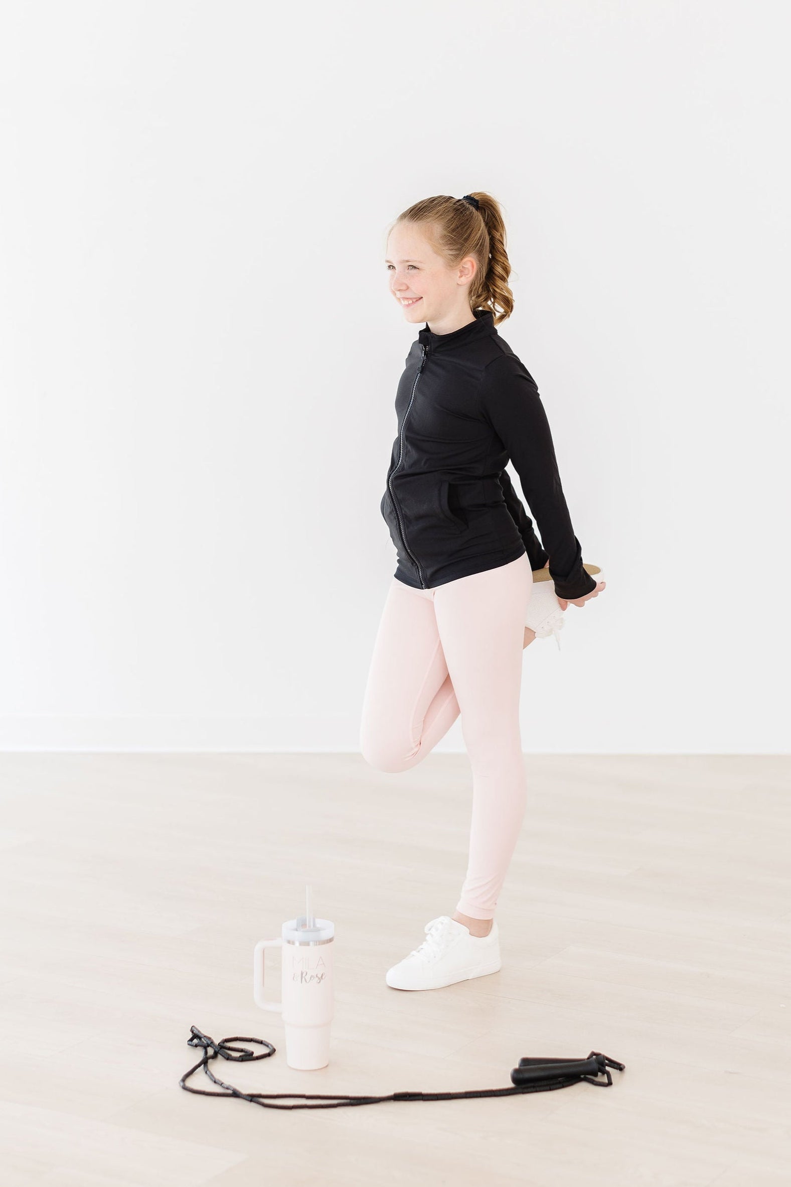 SALE Balanced Black Full-Zip Ruffle Active Jacket