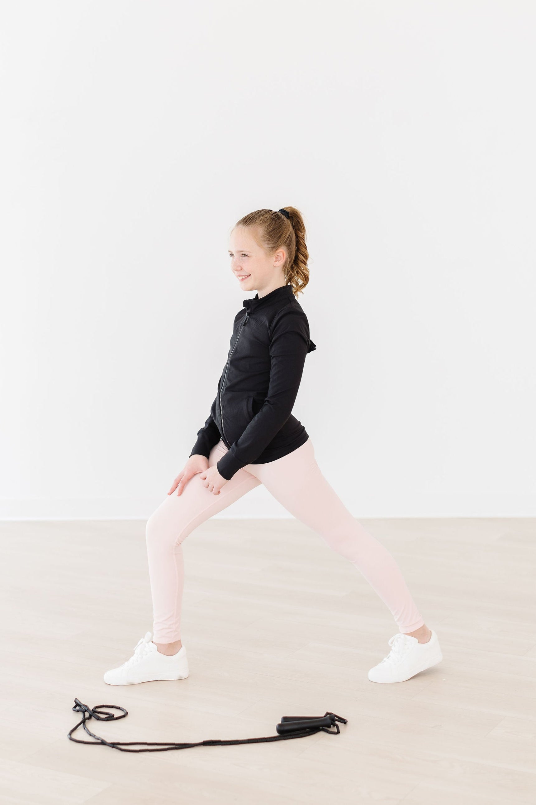 SALE Balanced Black Full-Zip Ruffle Active Jacket