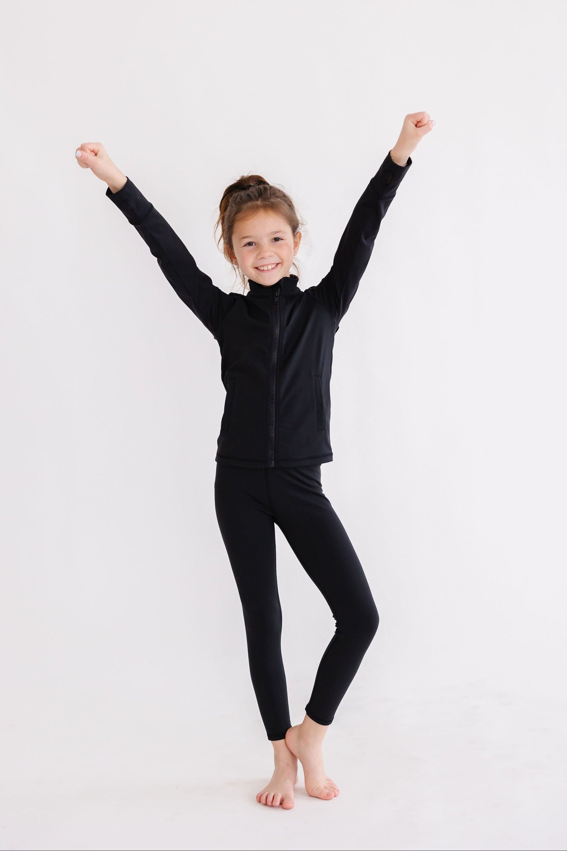 SALE Balanced Black Full-Zip Ruffle Active Jacket