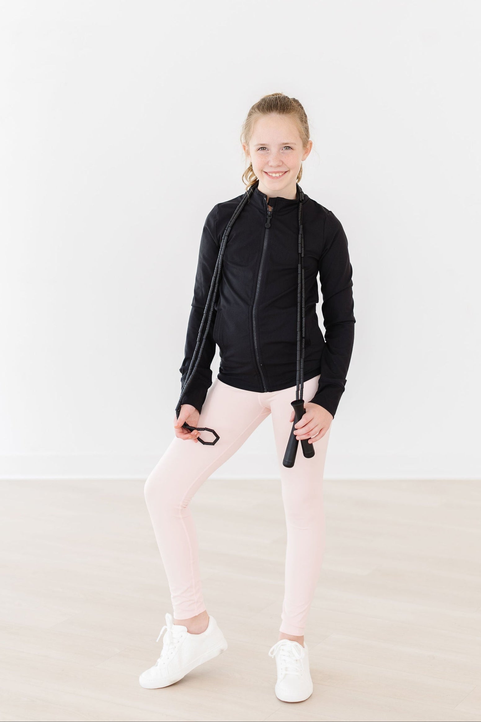 SALE Balanced Black Full-Zip Ruffle Active Jacket